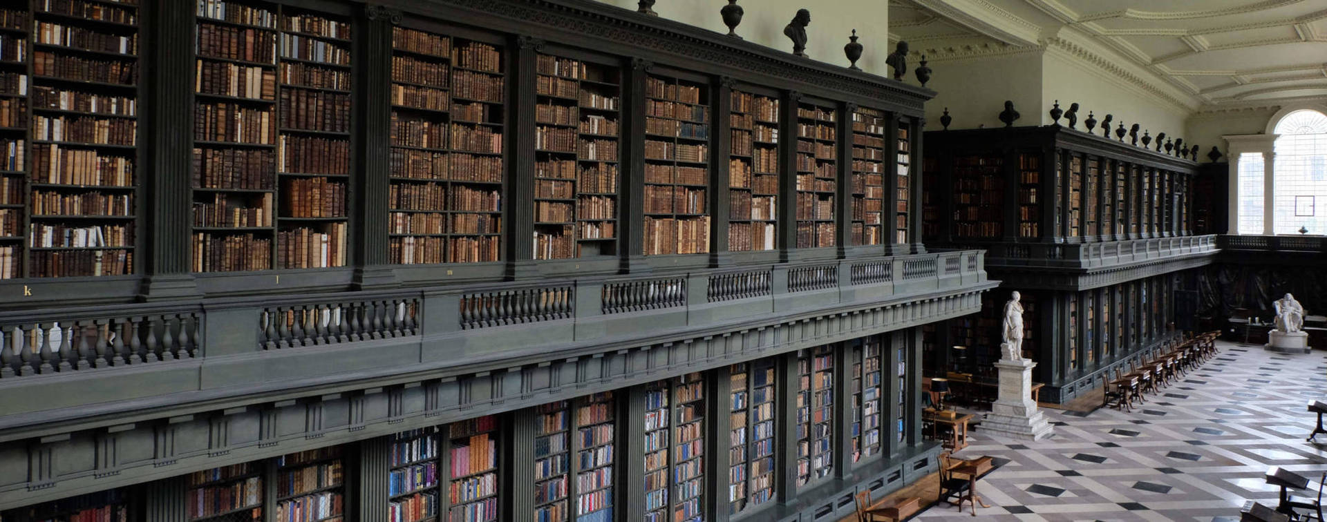 ชั้นวางหนังสือสีดำสไตล์ดาร์กอะคาเดเมียสำหรับเดสก์ท็อป — ดาร์ก อคาเดเมีย วอลเปเปอร์