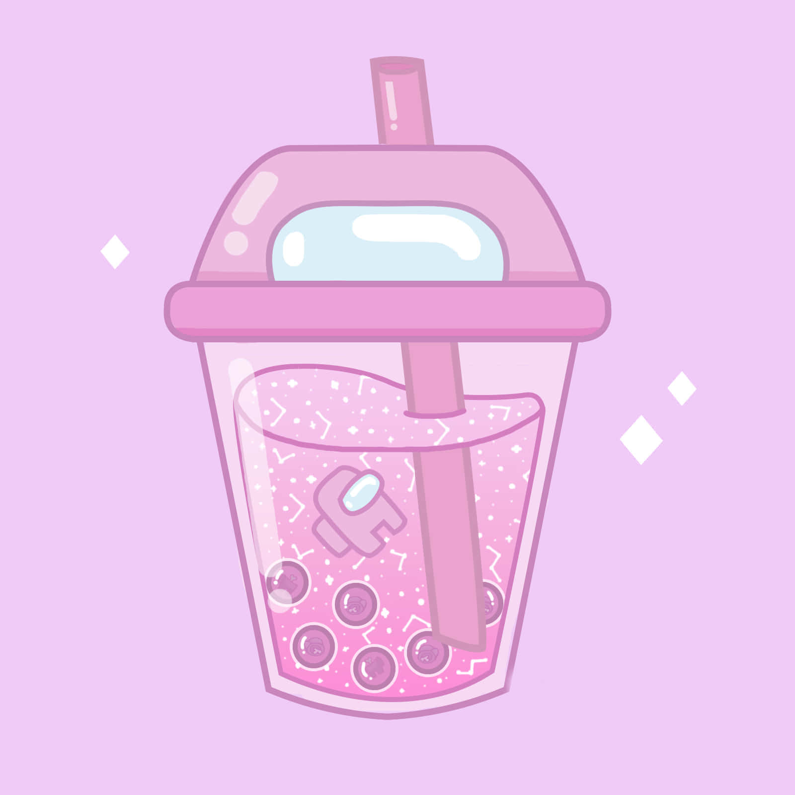 ชานมไข่มุกพร้อมหลอดและหลอด วอลเปเปอร์