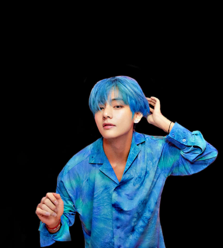ชายผมสีฟ้าในเสื้อเชิ้ตสีน้ำเงิน วอลเปเปอร์