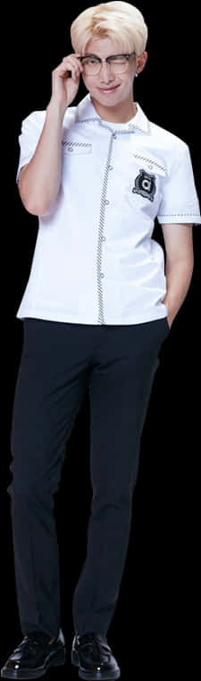 ชายมีสไตล์กำลังปรับแว่น วอลเปเปอร์