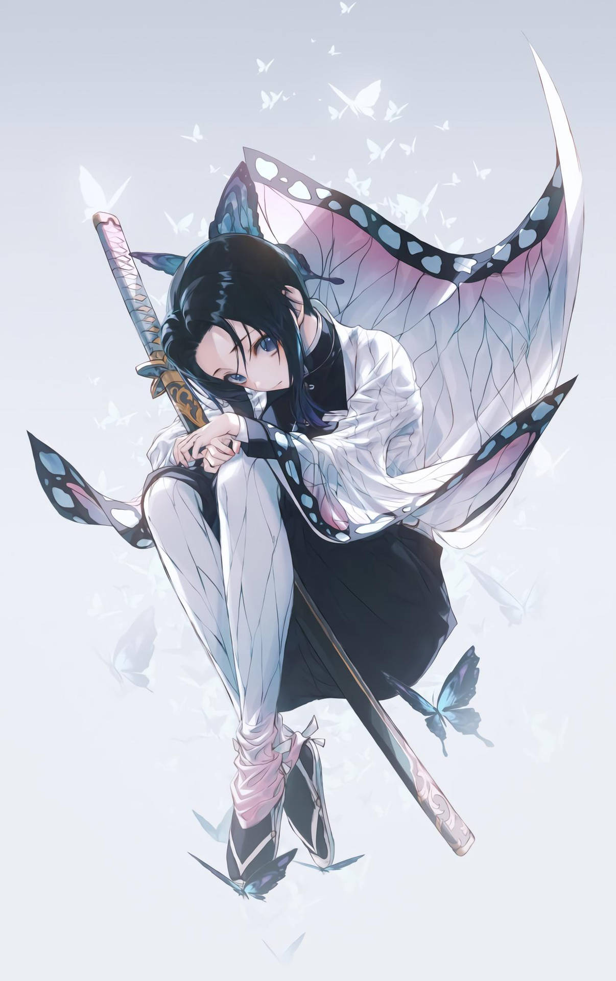 วอลเปเปอร์ Demon Slayer ของชิโนบุ โคโจ กอดดาบของเธอด้วยต้นขา — ดาบพิฆาตอสูร 4K GIF วอลเปเปอร์