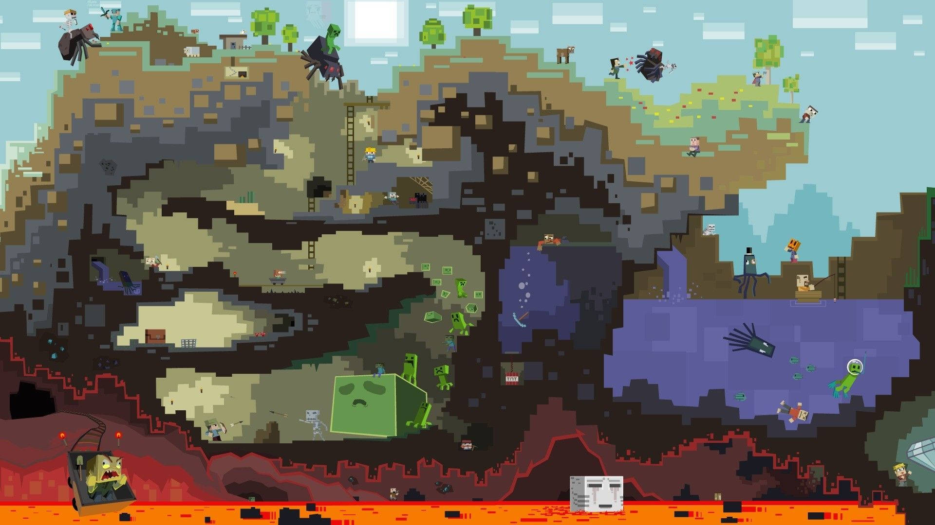 วอลเปเปอร์ชีวิตใต้ดินใต้น้ำ Minecraft — มายคราฟ วอลเปเปอร์