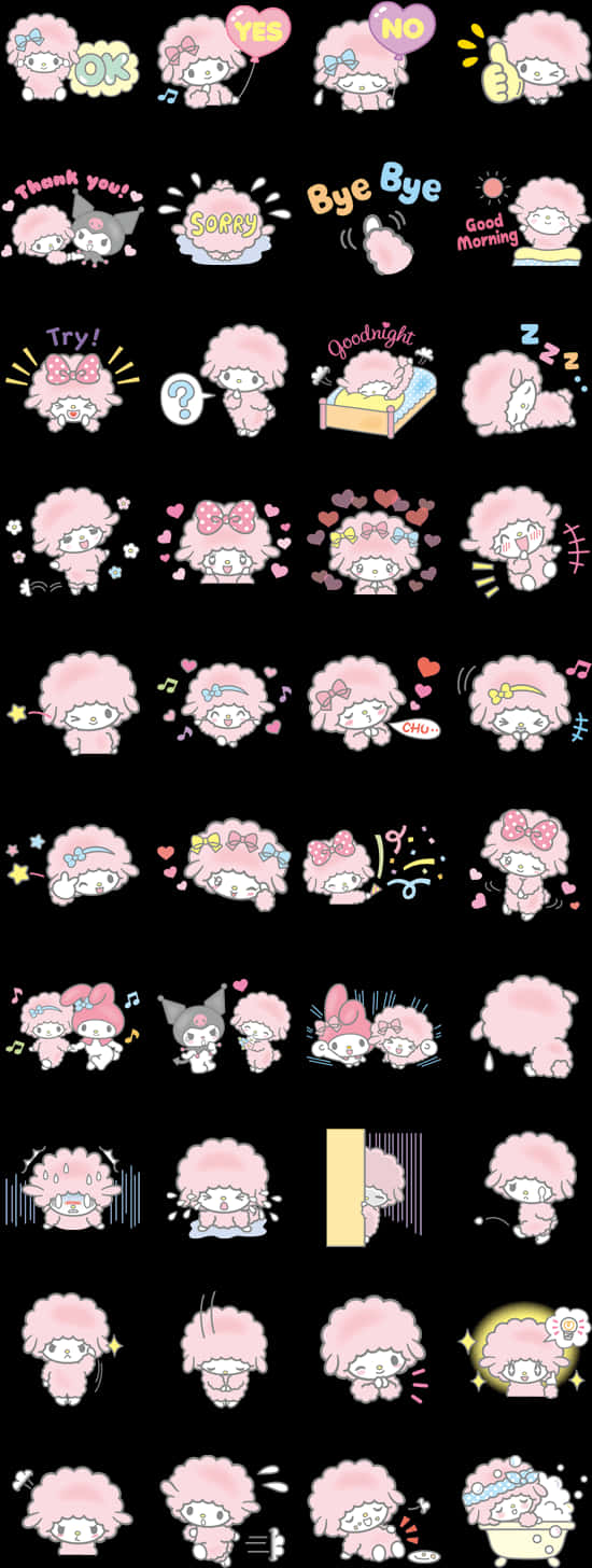 ชุดสติกเกอร์แสดงอารมณ์ My Melody วอลเปเปอร์