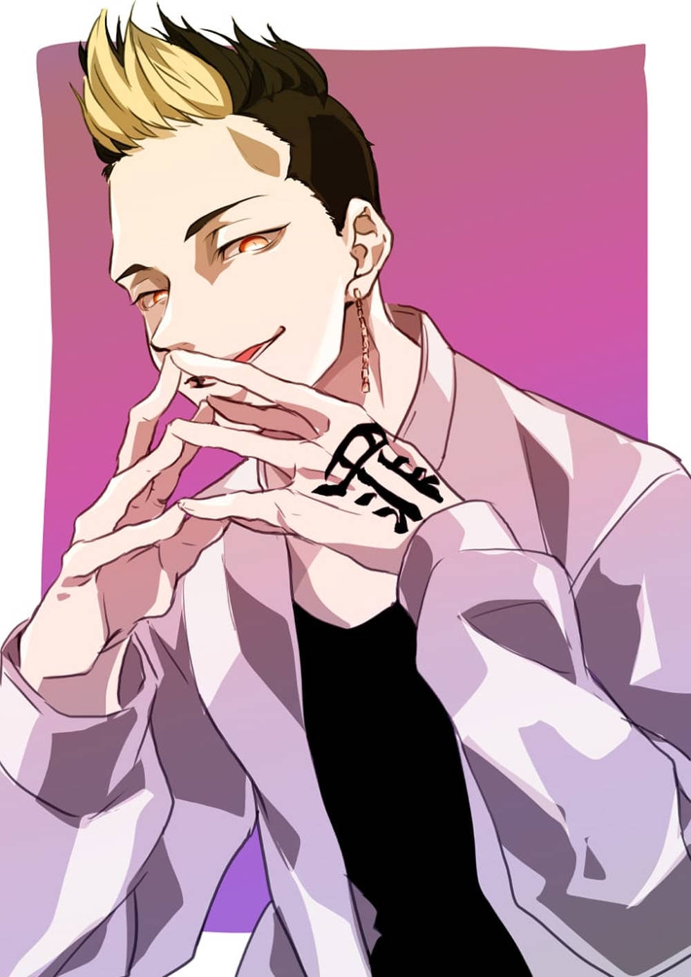 ชูจิ ฮันม่า พื้นหลังสีชมพู วอลเปเปอร์