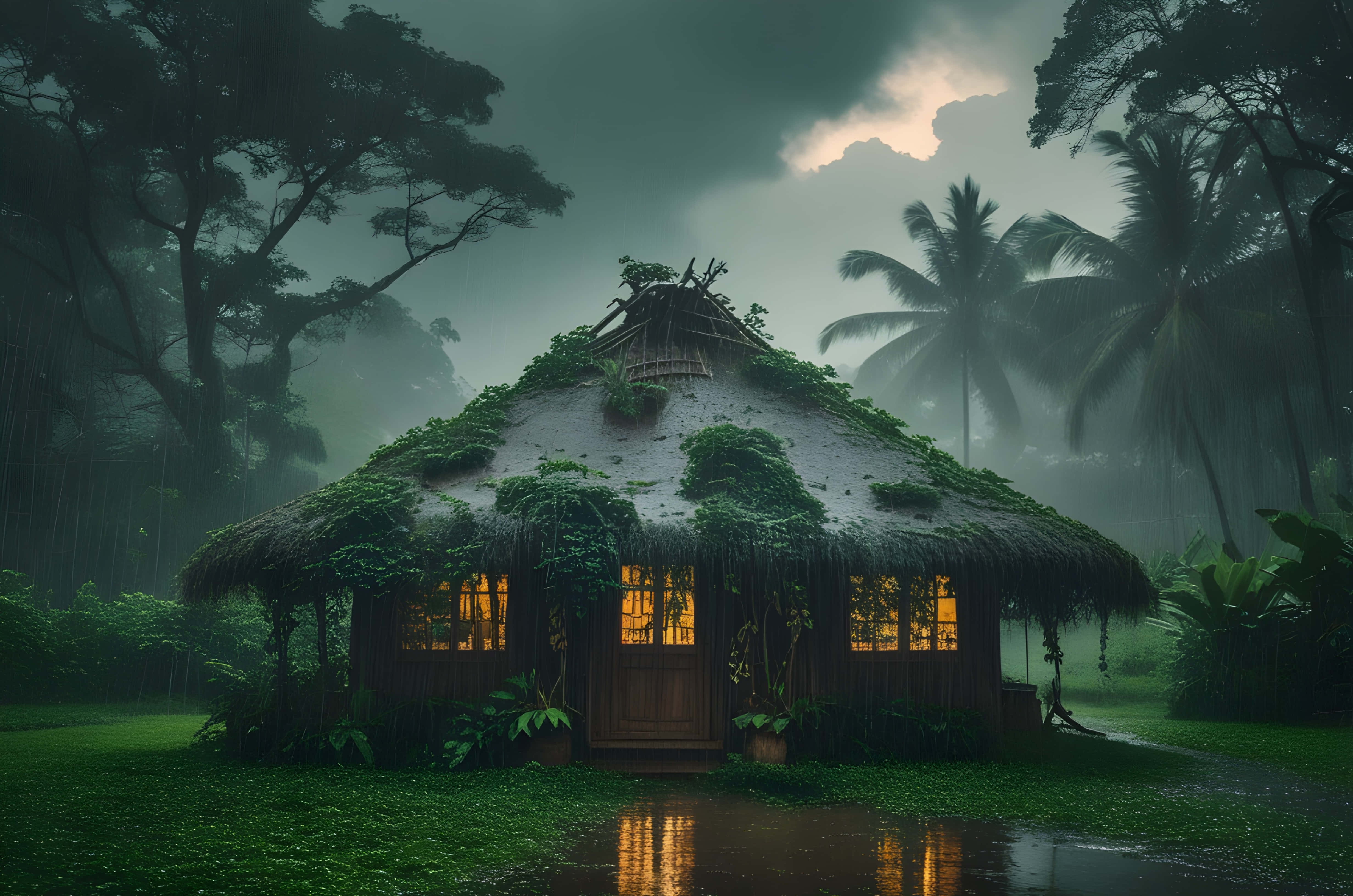 ช่วงฝนตกกับบ้านหลังเล็ก วอลเปเปอร์