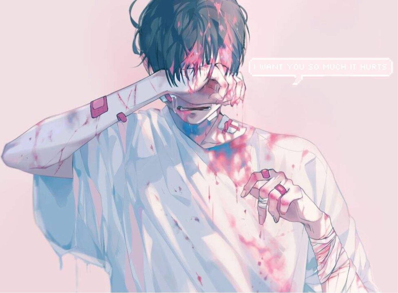 ซาดแอนิเมะบอยเลือดสาด aesthetic วอลเปเปอร์