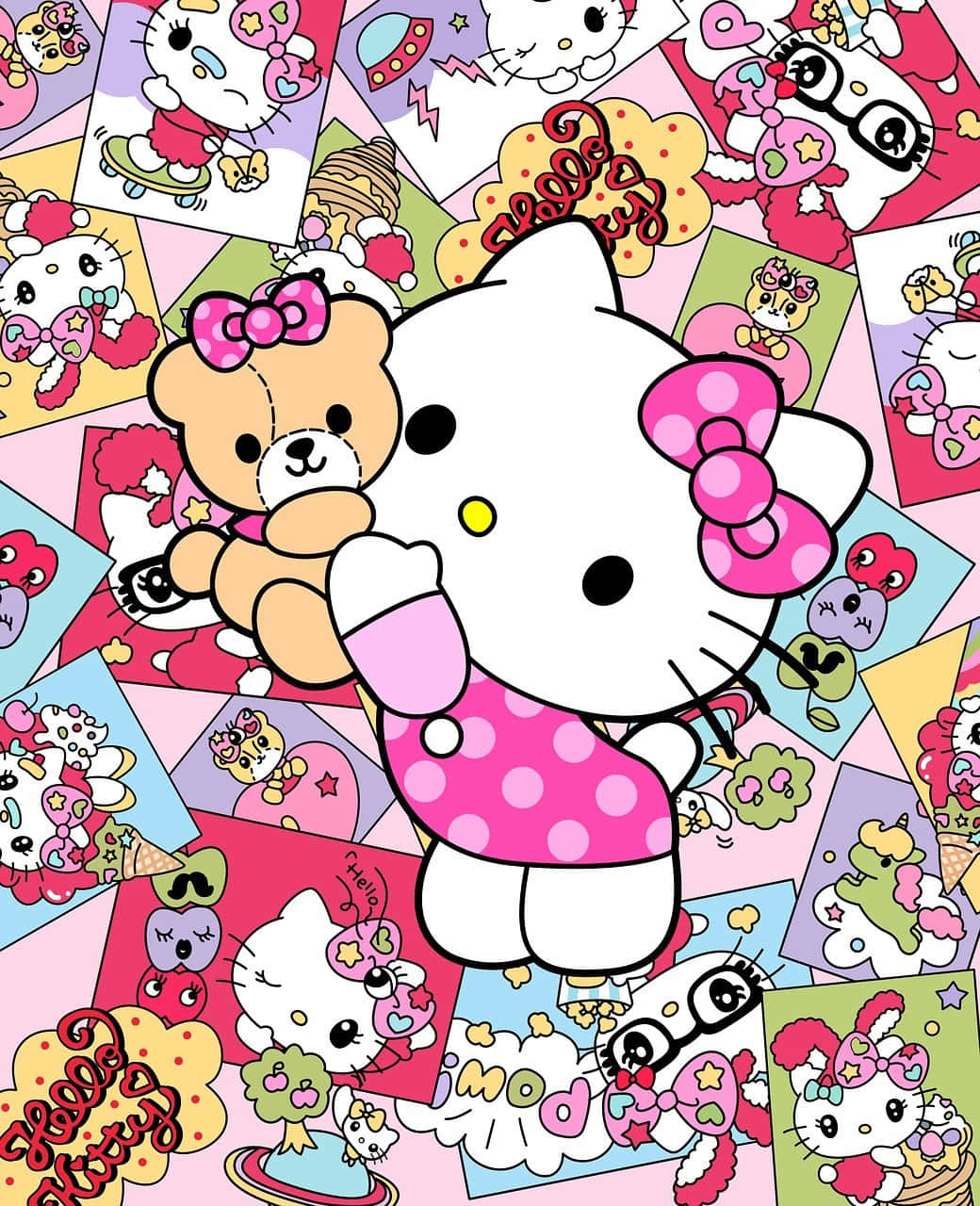 ซานริโอตัวการ์ตูนน่ารักเฉลิมฉลองความสุข วอลเปเปอร์