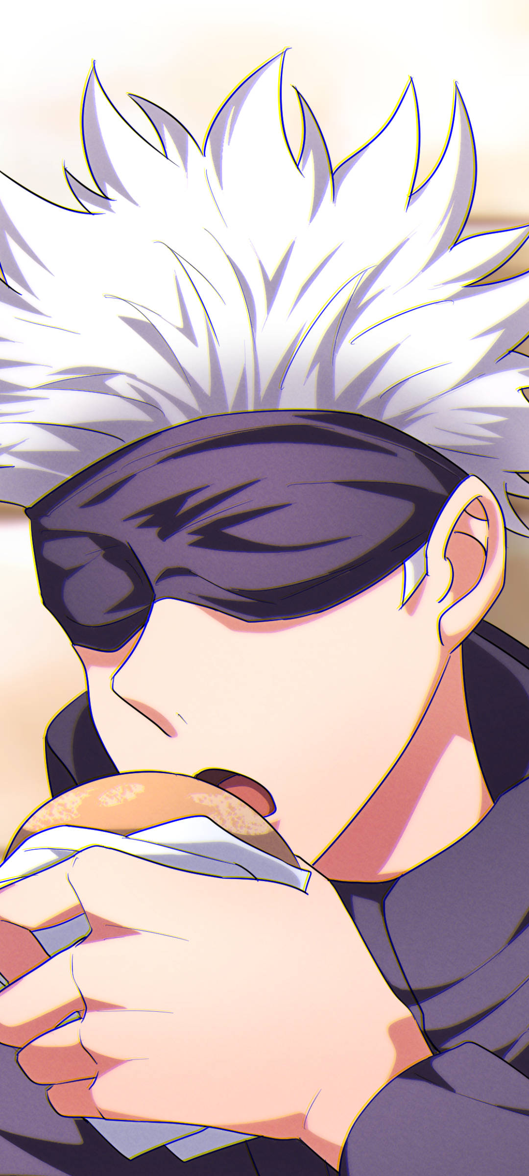 ซาโตรุ โกโจ น่ารักกำลังกินขนม Jujutsu Kaisen โทรศัพท์ วอลเปเปอร์