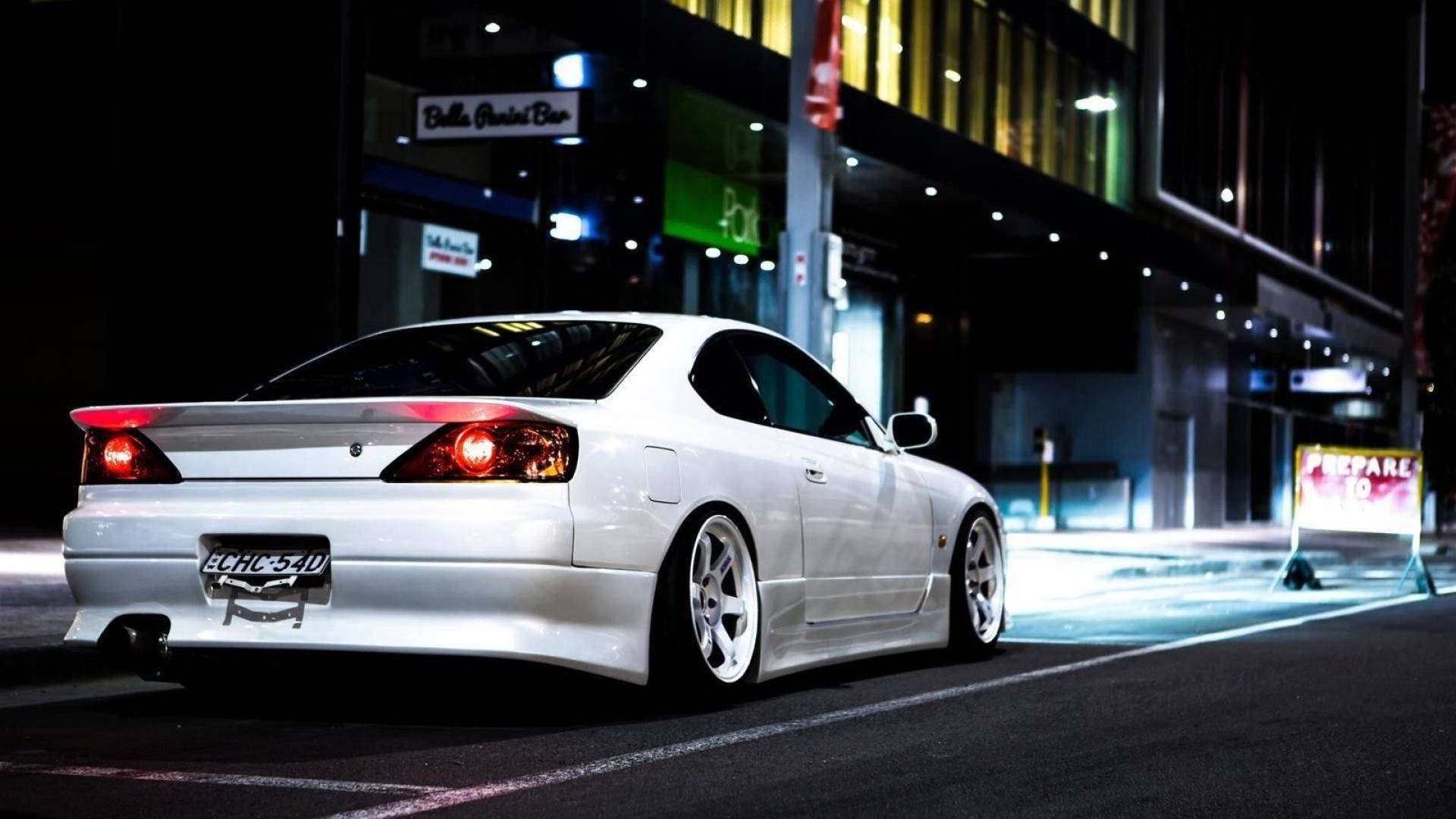 ซิลเวียสีขาวสวยงามสไตล์ JDM วอลเปเปอร์