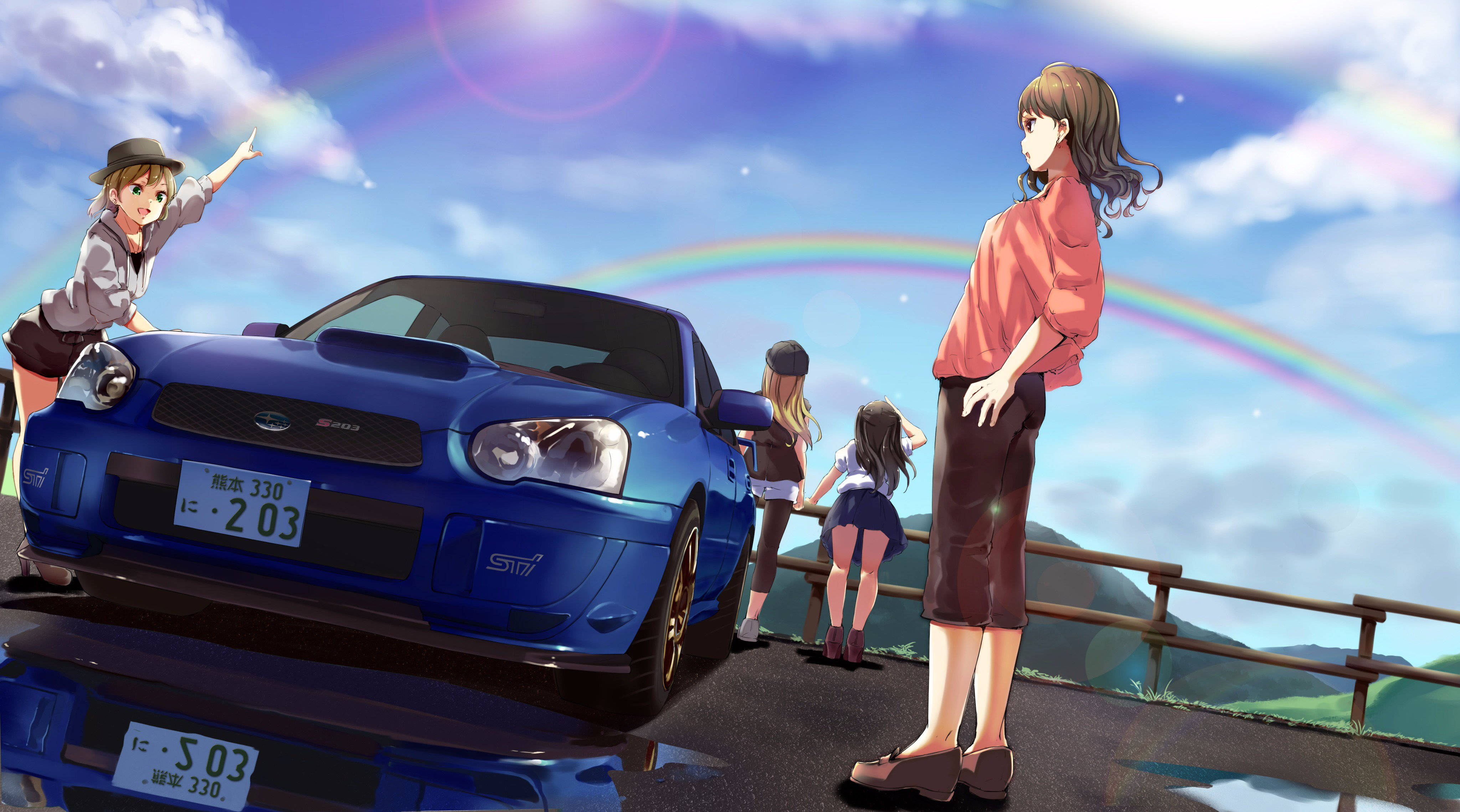 ซูบารุ WRX สไตล์อนิเมะกำลังดริฟท์ วอลเปเปอร์
