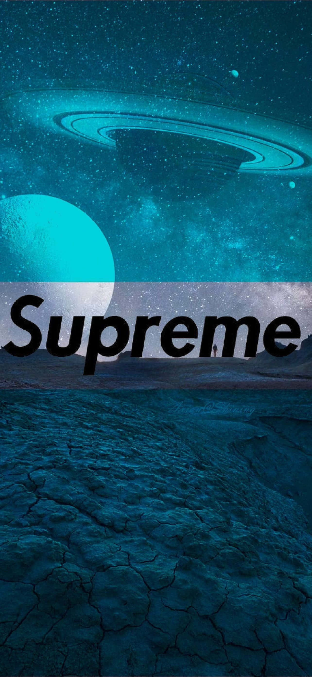 supreme - ดาวเคราะห์กับท้องฟ้าสีฟ้า วอลเปเปอร์