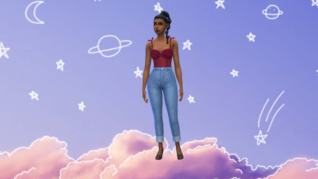 ดวงดาว ดวงจันทร์ พื้นหลัง CAS Sims 4 วอลเปเปอร์