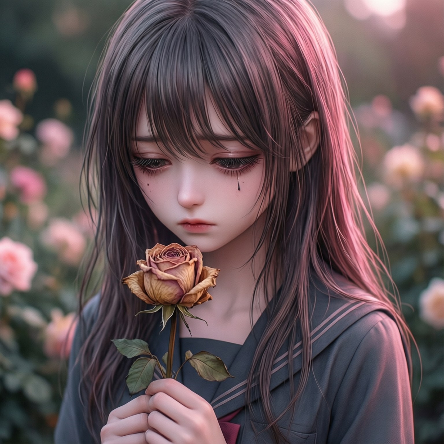 ดอกกุหลาบเหี่ยวเฉา วอลเปเปอร์