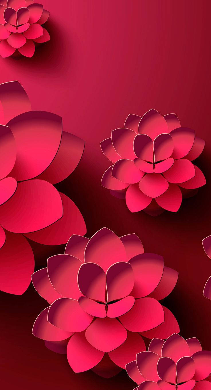 ดอกบัวสีม่วงแดง 3D สำหรับโทรศัพท์ วอลเปเปอร์