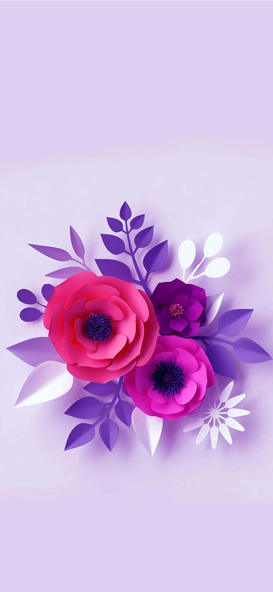ดอกไม้กระดาษบนพื้นหลังสีม่วง วอลเปเปอร์
