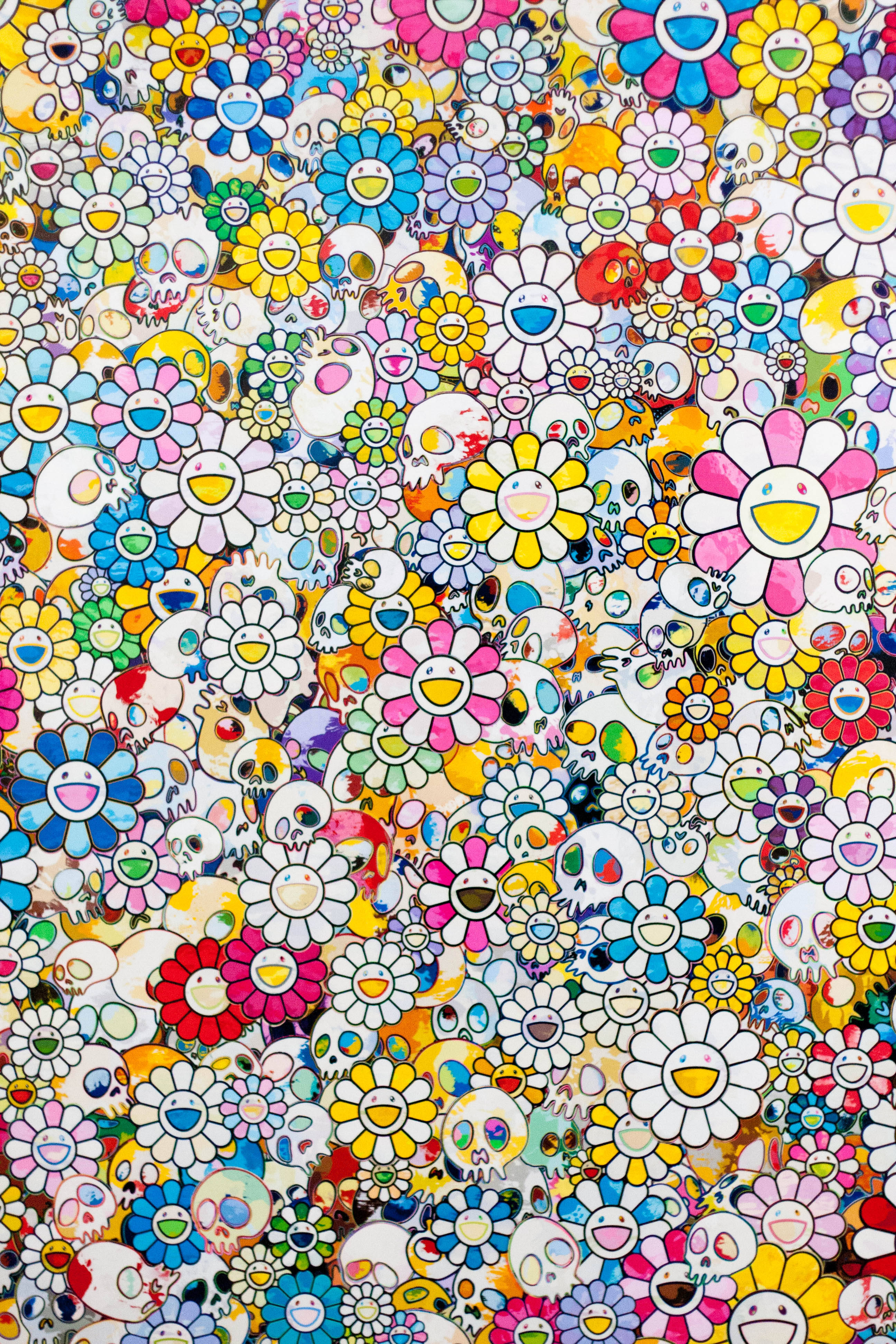 ดอกไม้ยิ้มขนาดใหญ่ Takashi Murakami 4K วอลเปเปอร์