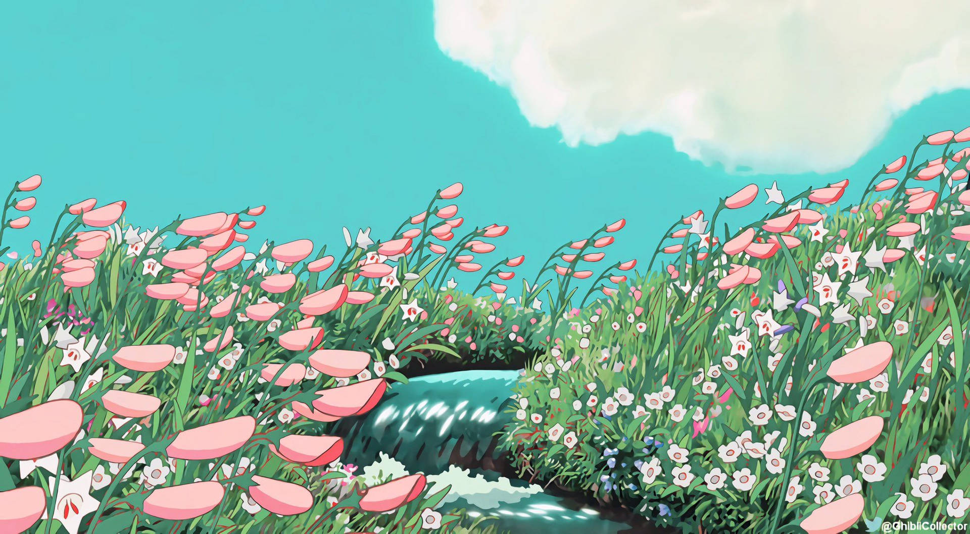 วอลเปเปอร์ดอกไม้สีชมพูสไตล์อาร์ต — สุนทรียภาพศิลปะ GIF วอลเปเปอร์