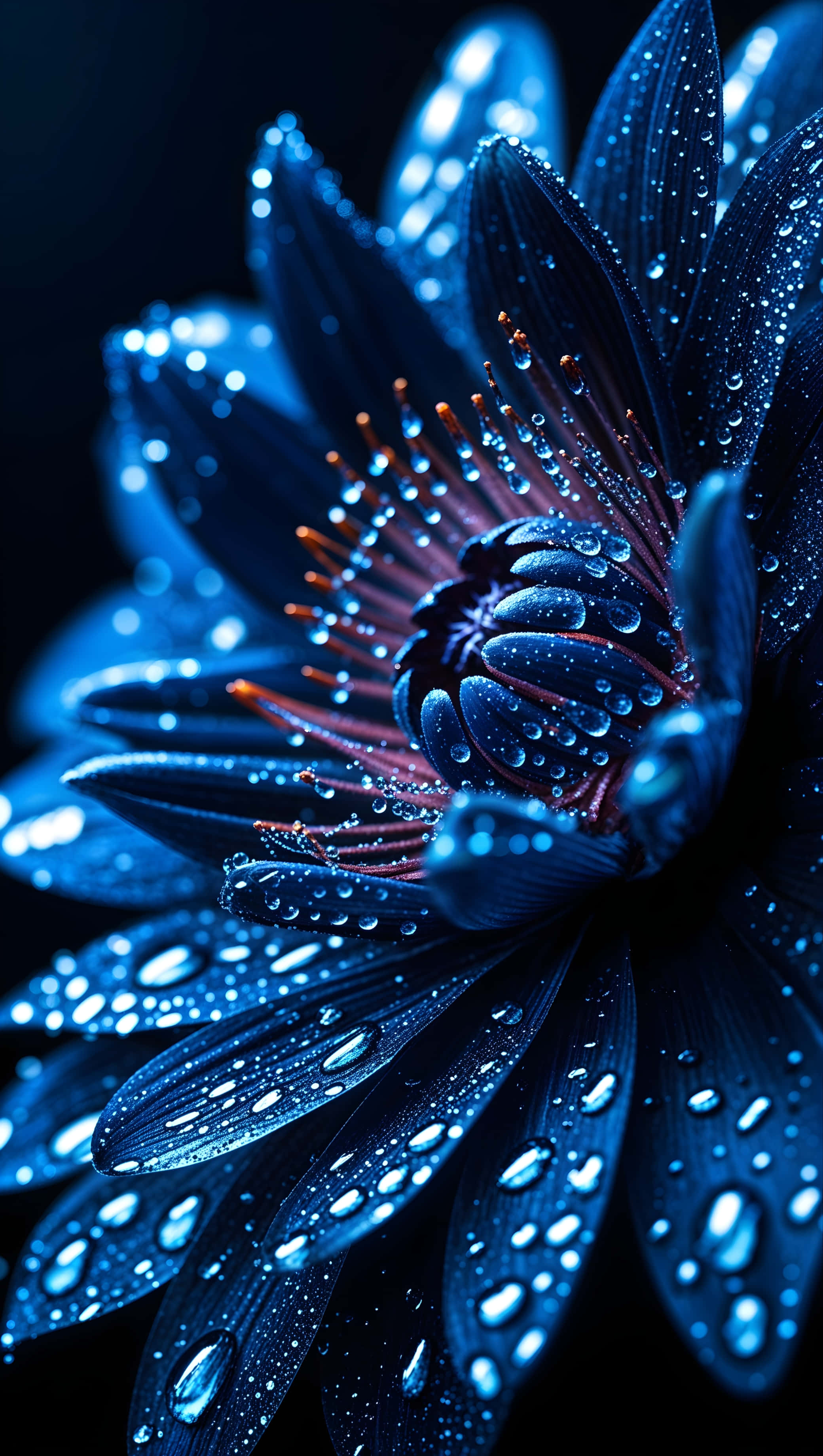 ดอกไม้สีฟ้าสดในระยะใกล้ วอลเปเปอร์