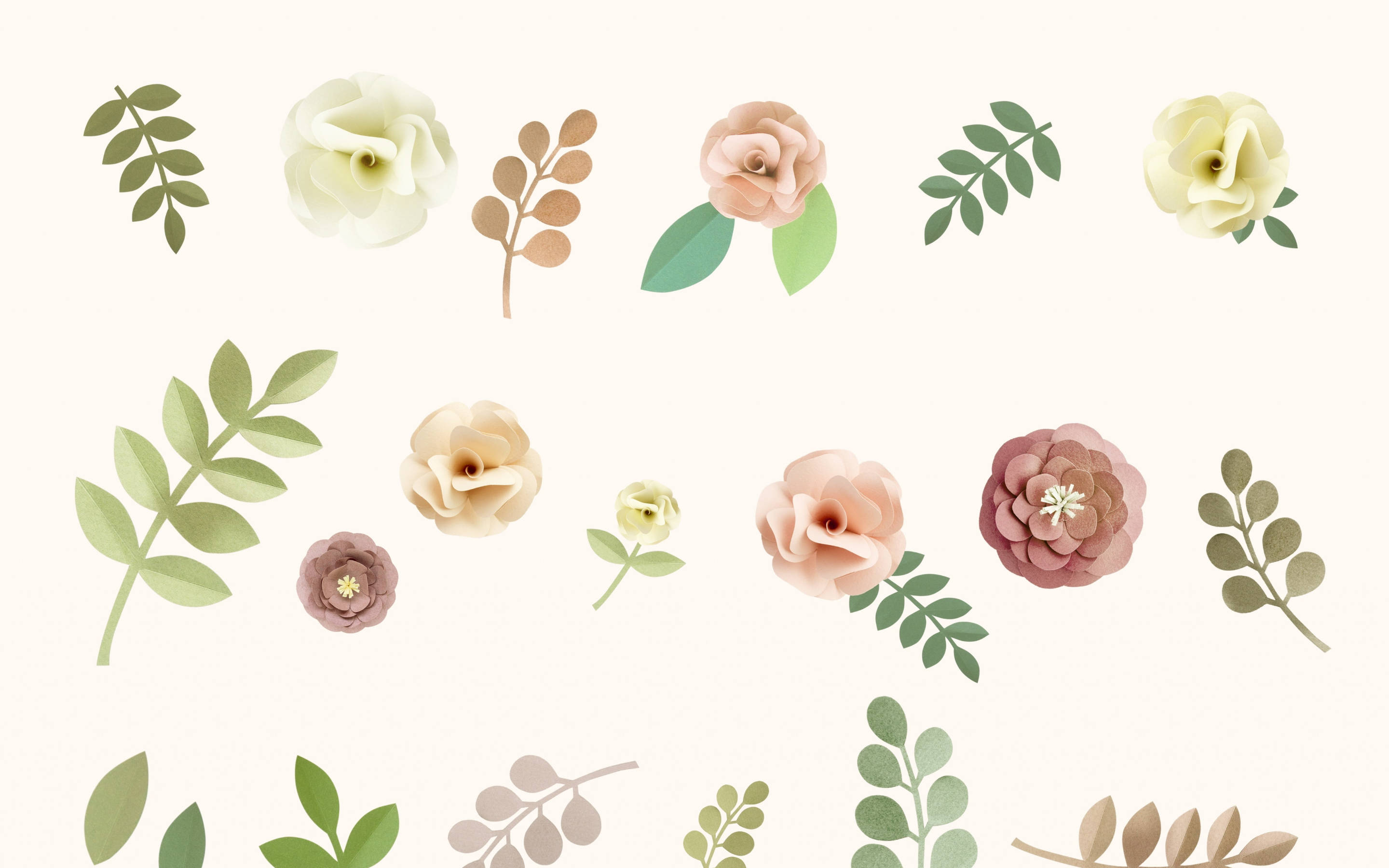 ดอกไม้สไตล์มินิมอลในโทนสีพาสเทล วอลเปเปอร์