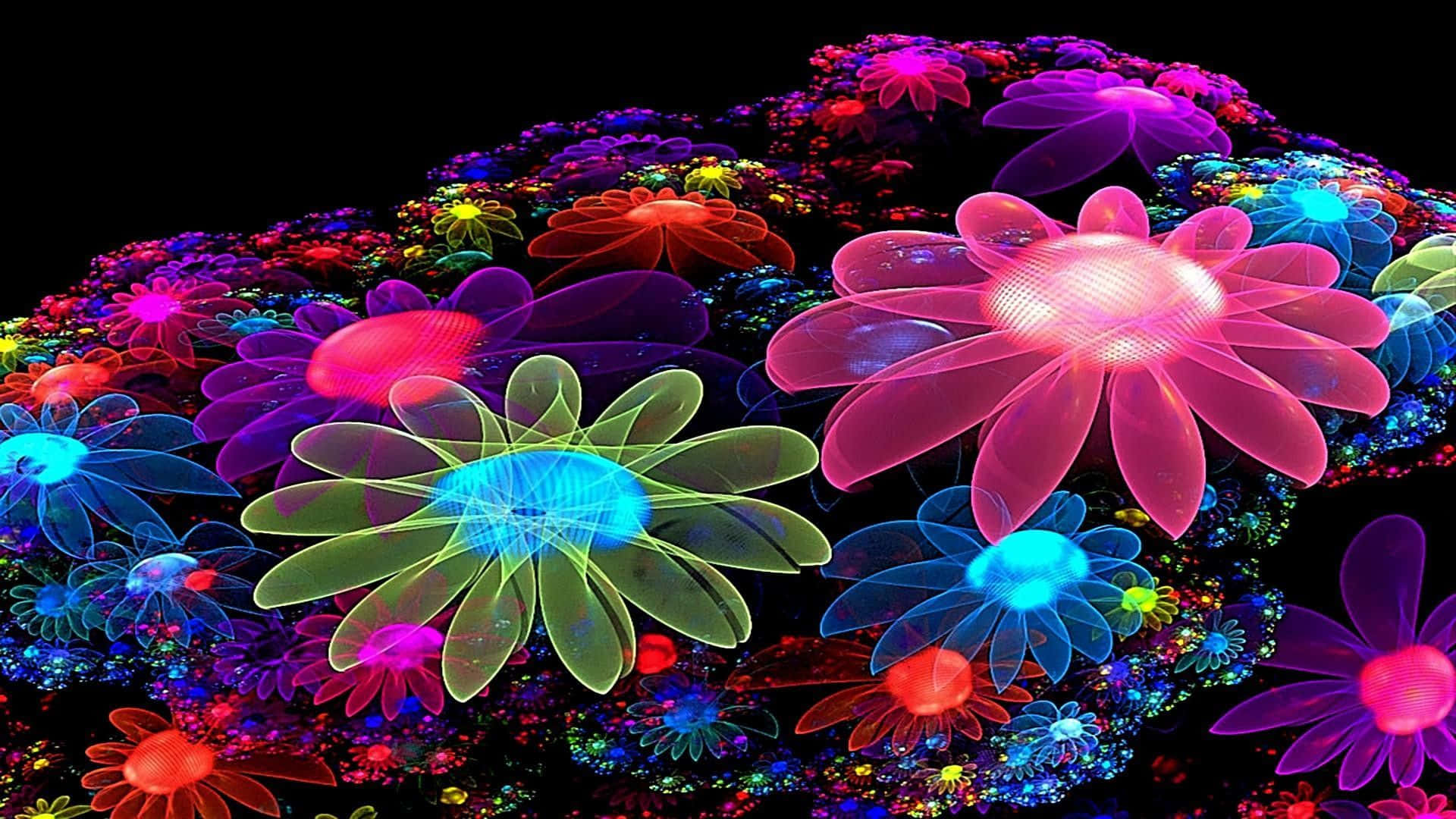 ดอกไม้เรืองแสงสีสันสดใส น่ารัก วอลเปเปอร์