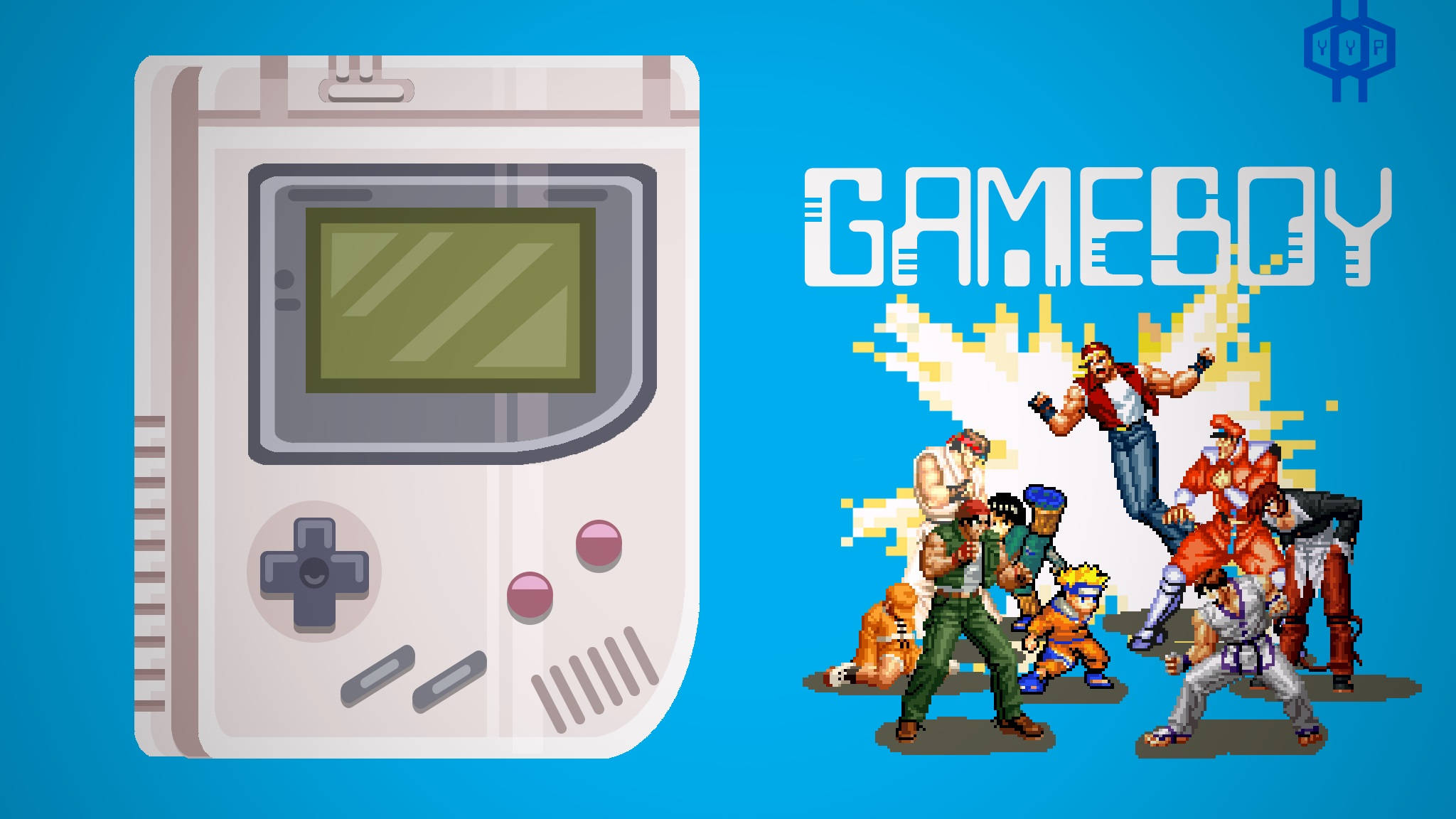 ดิจิทัลอาร์ตของเกมบอยพร้อมตัวละครเกม วอลเปเปอร์