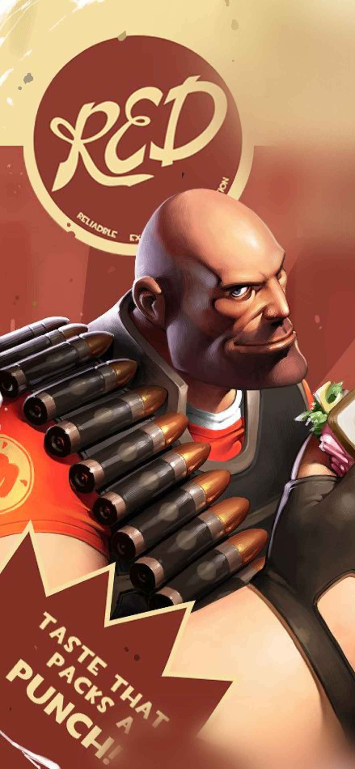 ตัวละคร Heavy สีแดง สำหรับ iPhone XS Max พื้นหลัง Team Fortress 2 วอลเปเปอร์