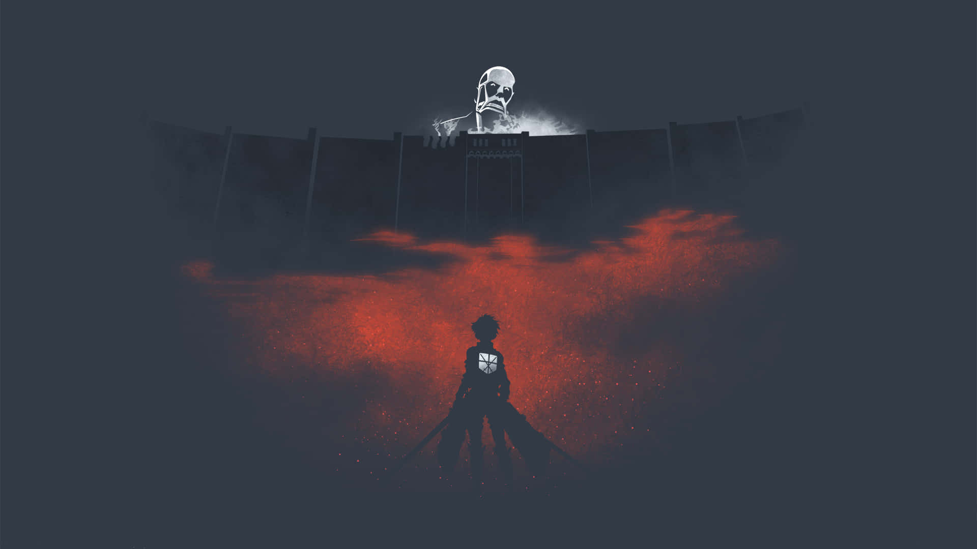 ตัวละครหญิงจาก Attack On Titan ยืนอยู่ในป่ามืดและน่ากลัว วอลเปเปอร์