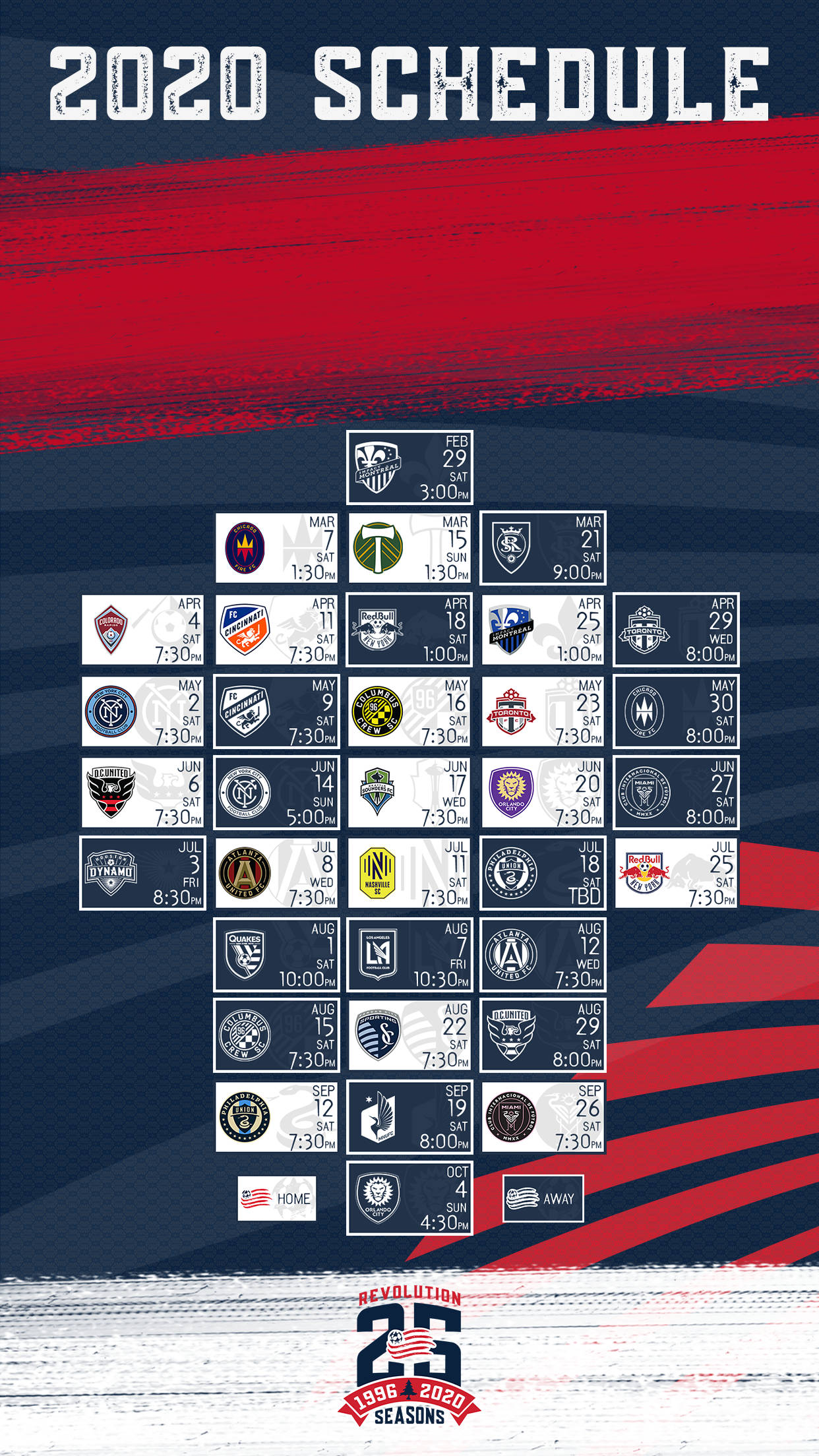 ตารางแข่งขัน MLS ของนิวอิงแลนด์ เรโวลูชัน ปี 2020 วอลเปเปอร์