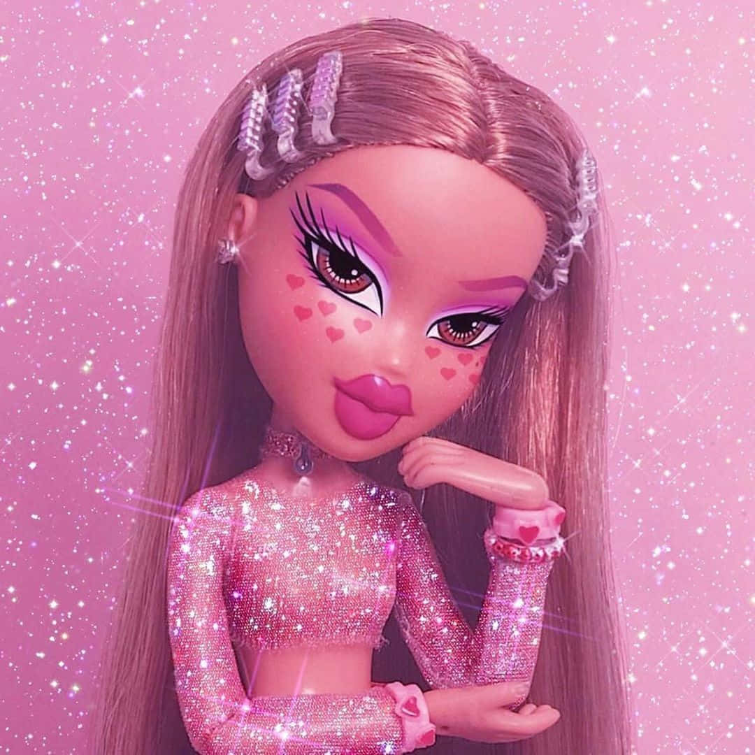 ตุ๊กตา Bratz สไตล์อายแชโดว์สีชมพู วอลเปเปอร์