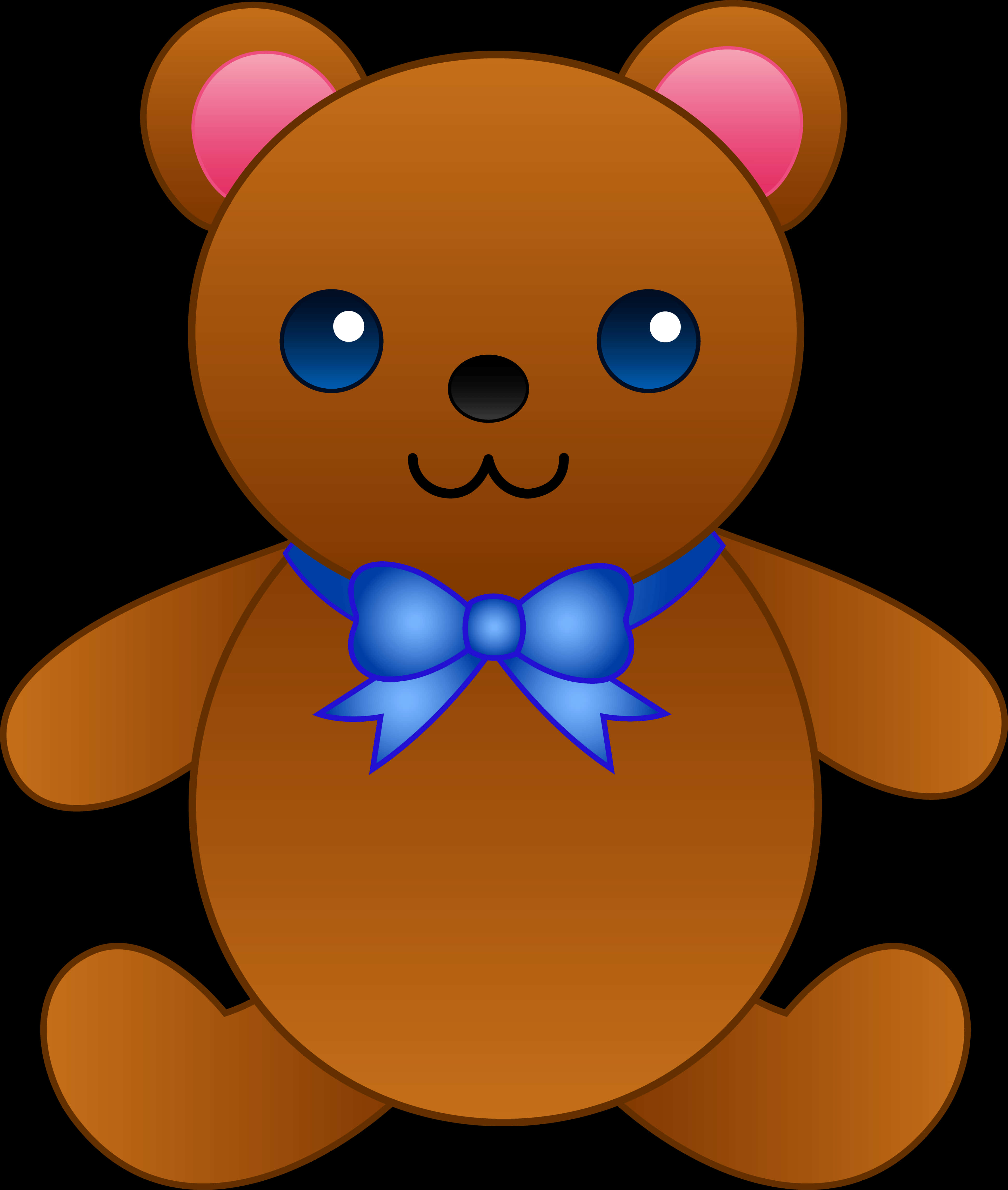 ตุ๊กตาหมีการ์ตูนน่ารักกับโบว์สีฟ้า วอลเปเปอร์