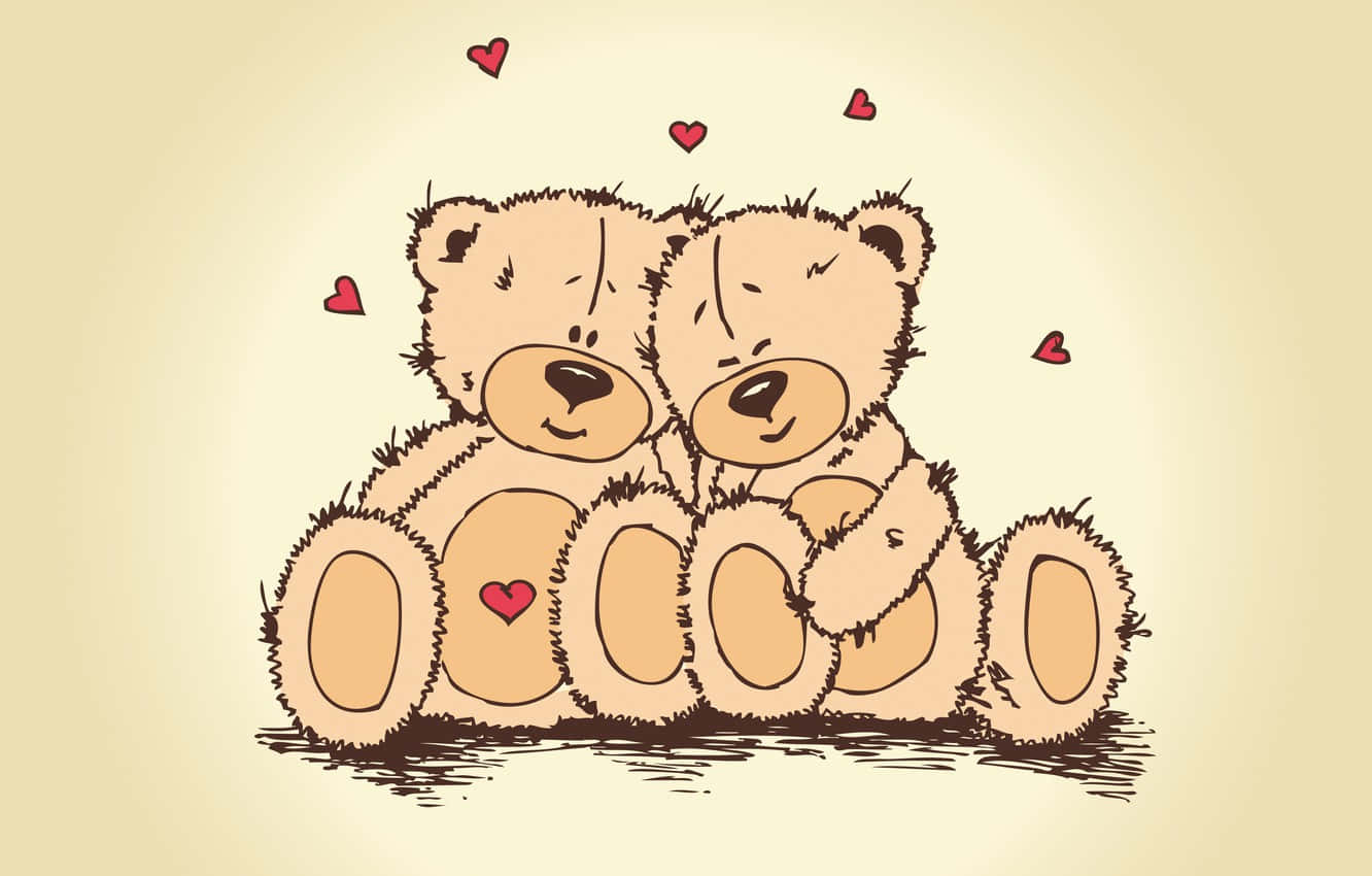 ตุ๊กตาหมีน่ารักวาเลนไทน์ดิจิทัลอาร์ต วอลเปเปอร์