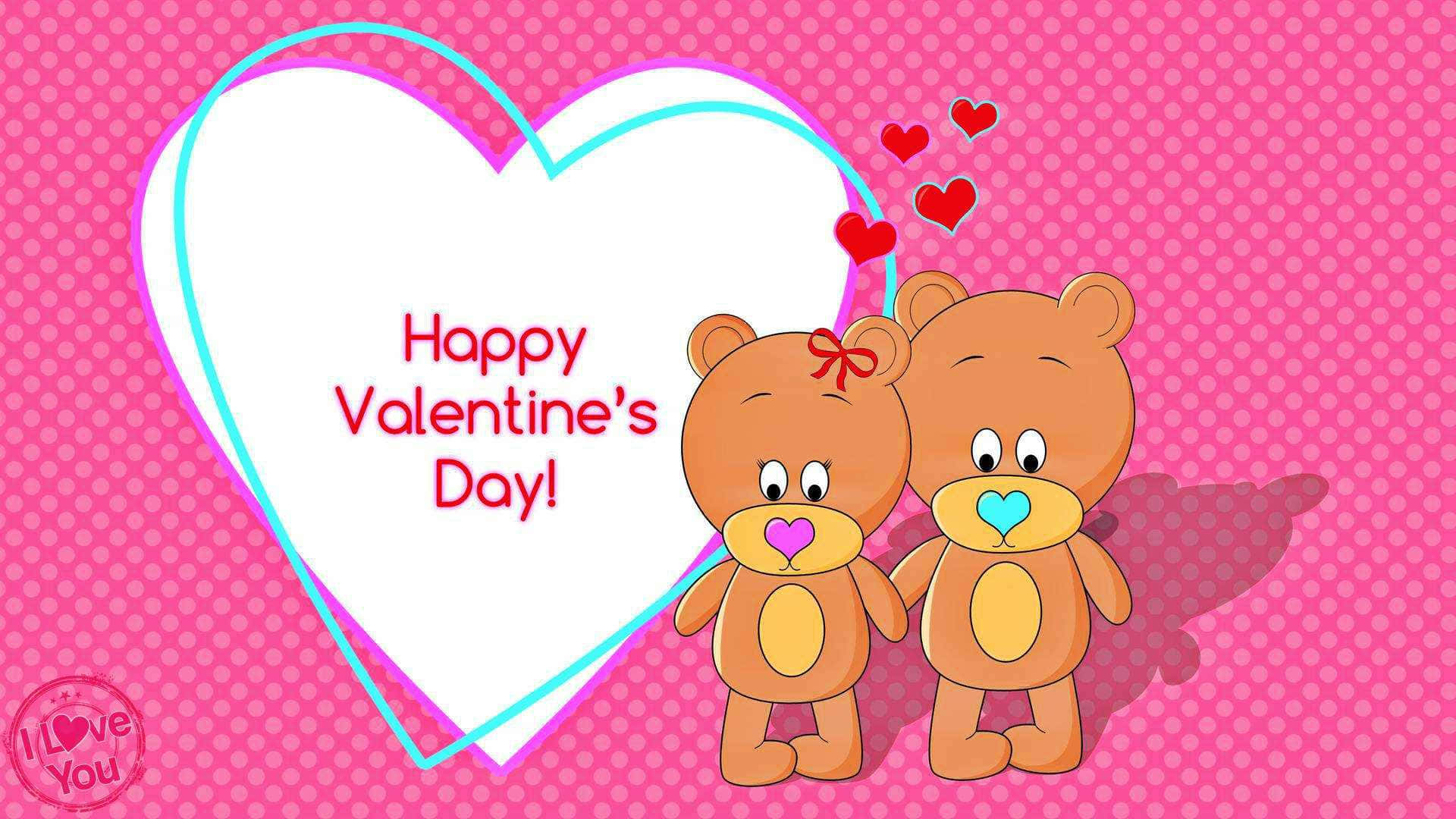 ตุ๊กตาหมีสองตัวพร้อมคำว่าสุขสันต์วันวาเลนไทน์ วอลเปเปอร์
