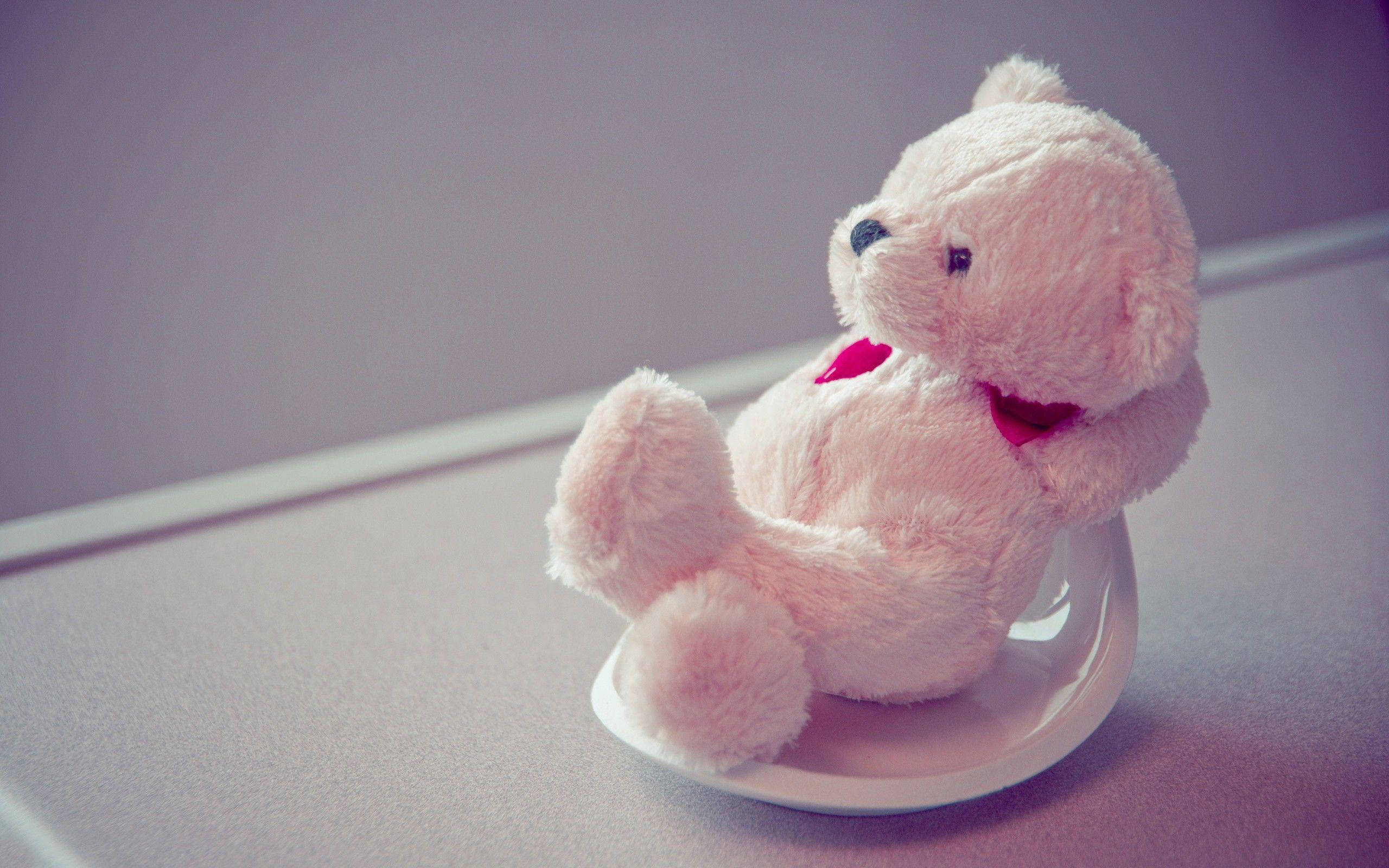 ตุ๊กตาหมีสีชมพูน่ารักสำหรับเดสก์ท็อป วอลเปเปอร์