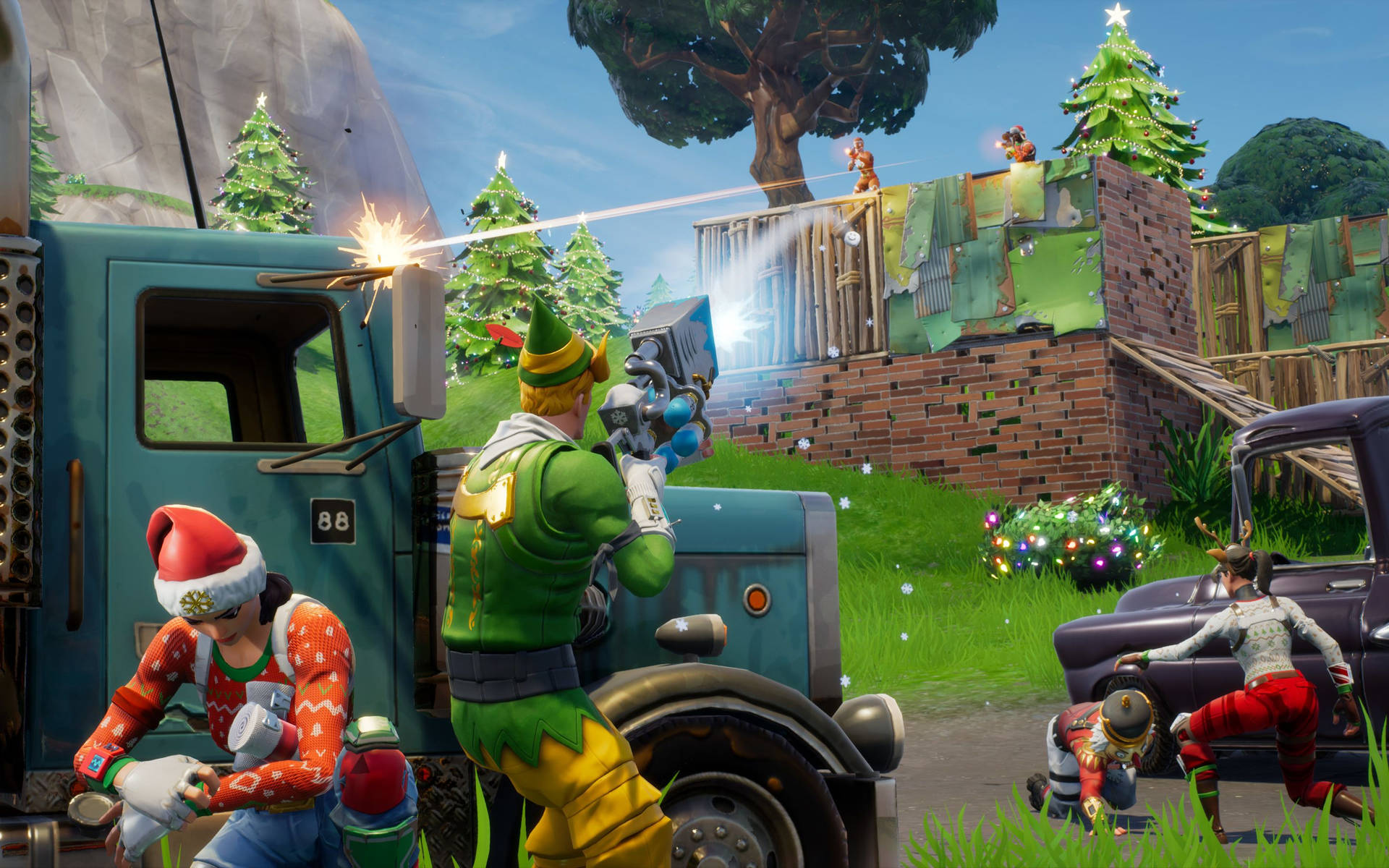 วอลเปเปอร์ Battle Royale ในเทศกาลคริสต์มาสจากเกม Fortnite — ฟอร์ทไนท์ วอลเปเปอร์