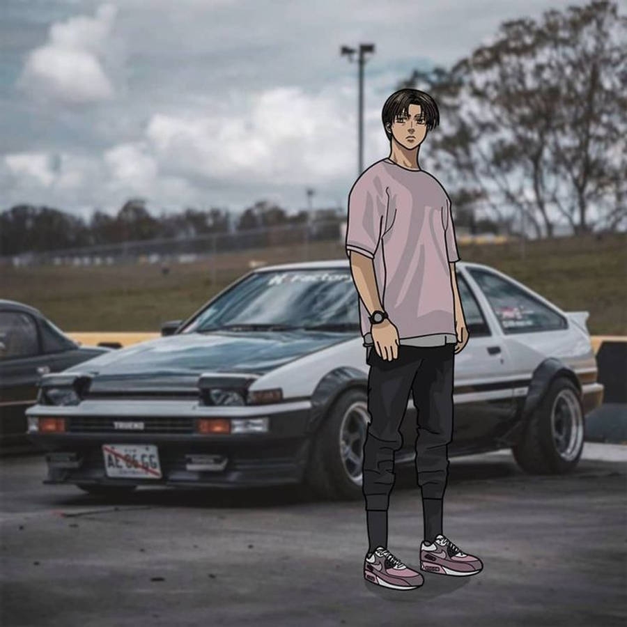 ทะคุมิ ฟูจิวาระ หน้ารถยนต์ การ์ตูนญี่ปุ่น วอลเปเปอร์
