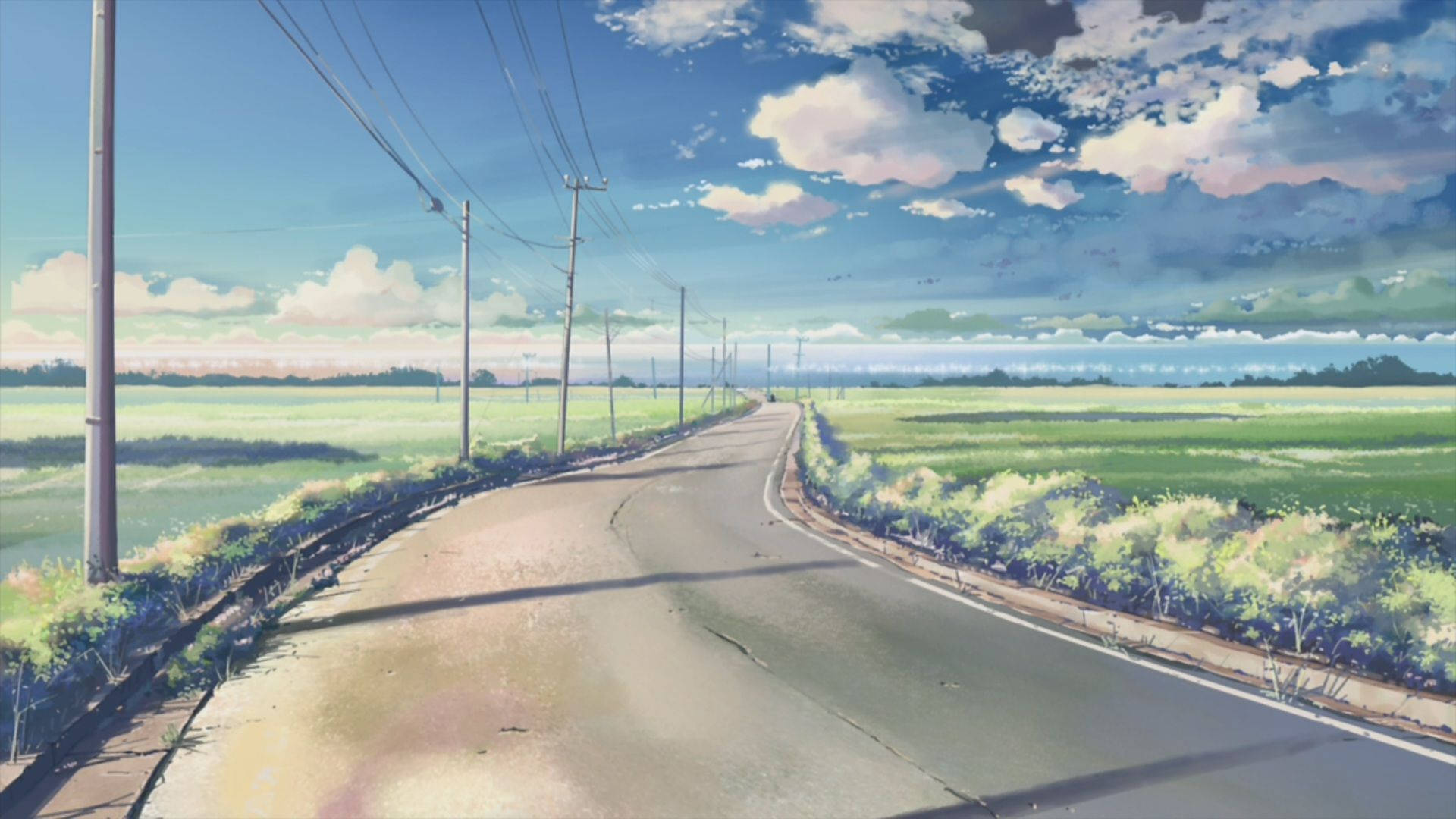 ทิวทัศน์อนิเมะถนนชนบท วอลเปเปอร์