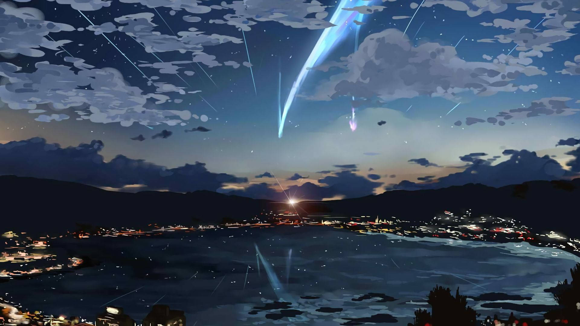 ทิวทัศน์เมืองจากซีรีส์อนิเมะ Your Name วอลเปเปอร์