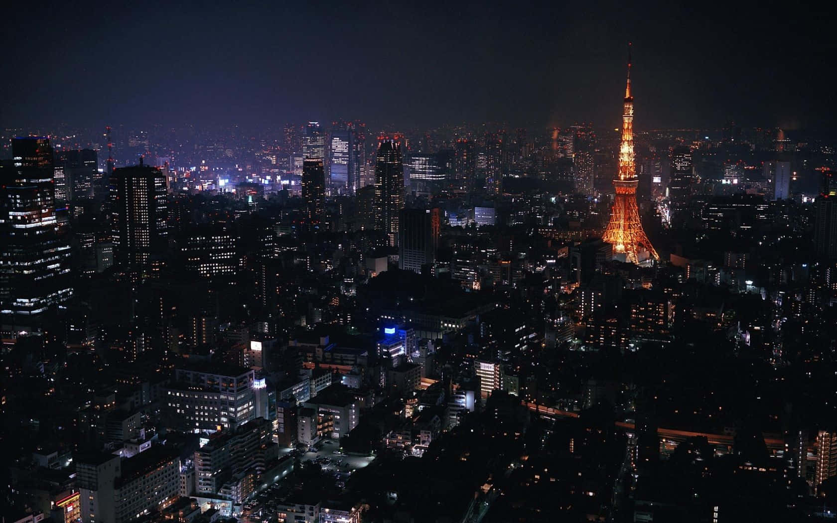 ทิวทัศน์เมืองโตเกียวโทนสีเข้ม วอลเปเปอร์