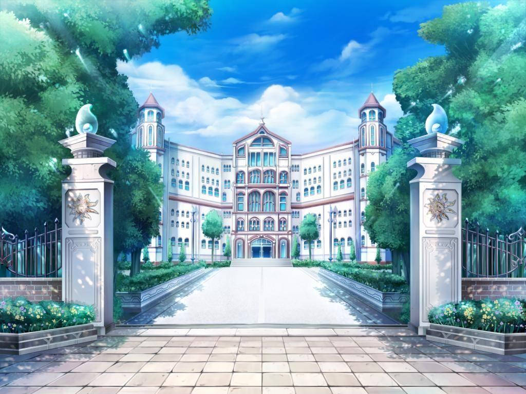 ทิวทัศน์โรงเรียนอนิเมะ Yumesaki Academy — อนิเมะวิวทิวทัศน์ GIF วอลเปเปอร์