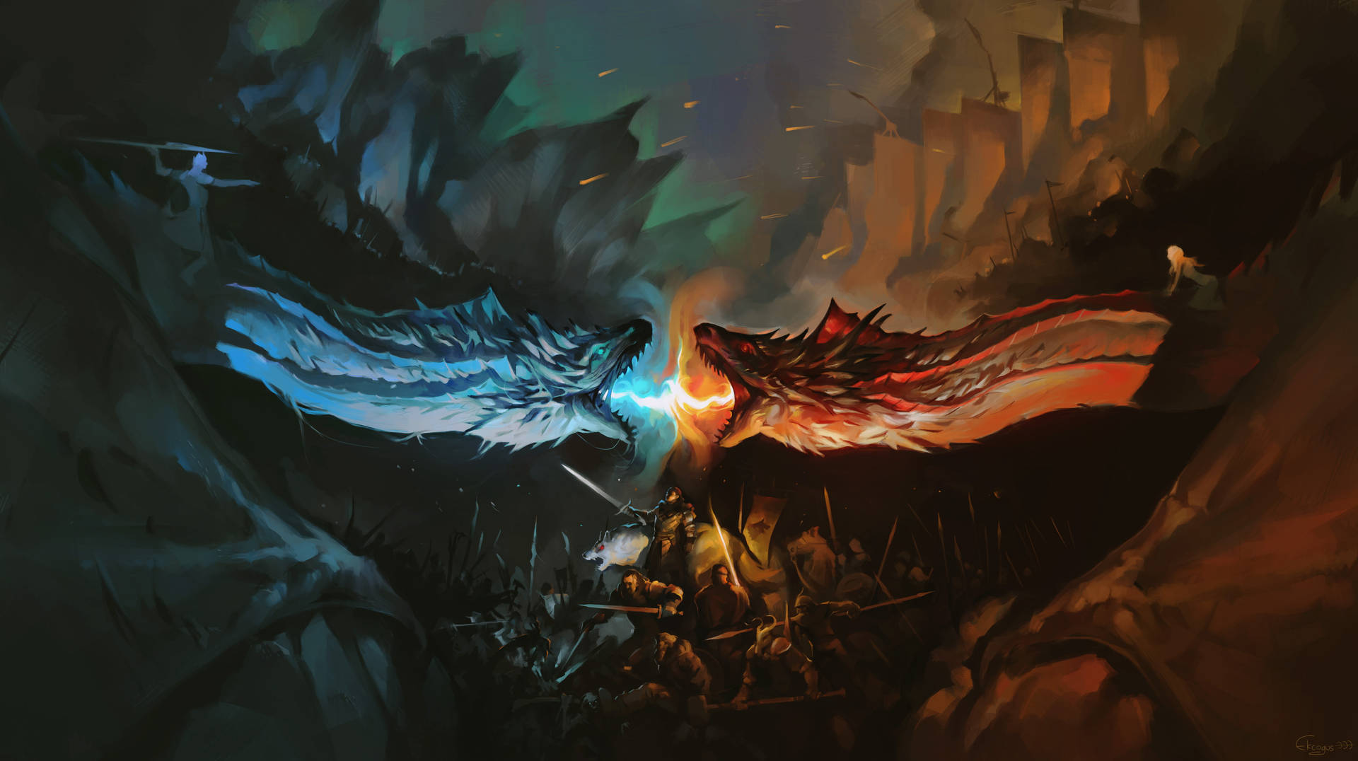 ทีวี 4K เกม ออฟ โธรนส์ ยุทธการที่วินเทอร์เฟล — เกมบัลลังก์เลือด GIF วอลเปเปอร์