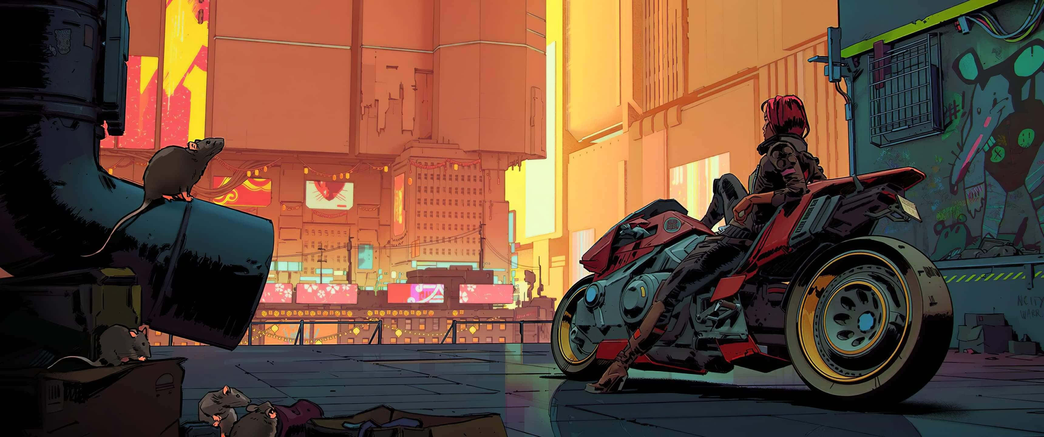 ธีมไซเบอร์พังค์ 3440x1440 สุดเก๋ วอลเปเปอร์