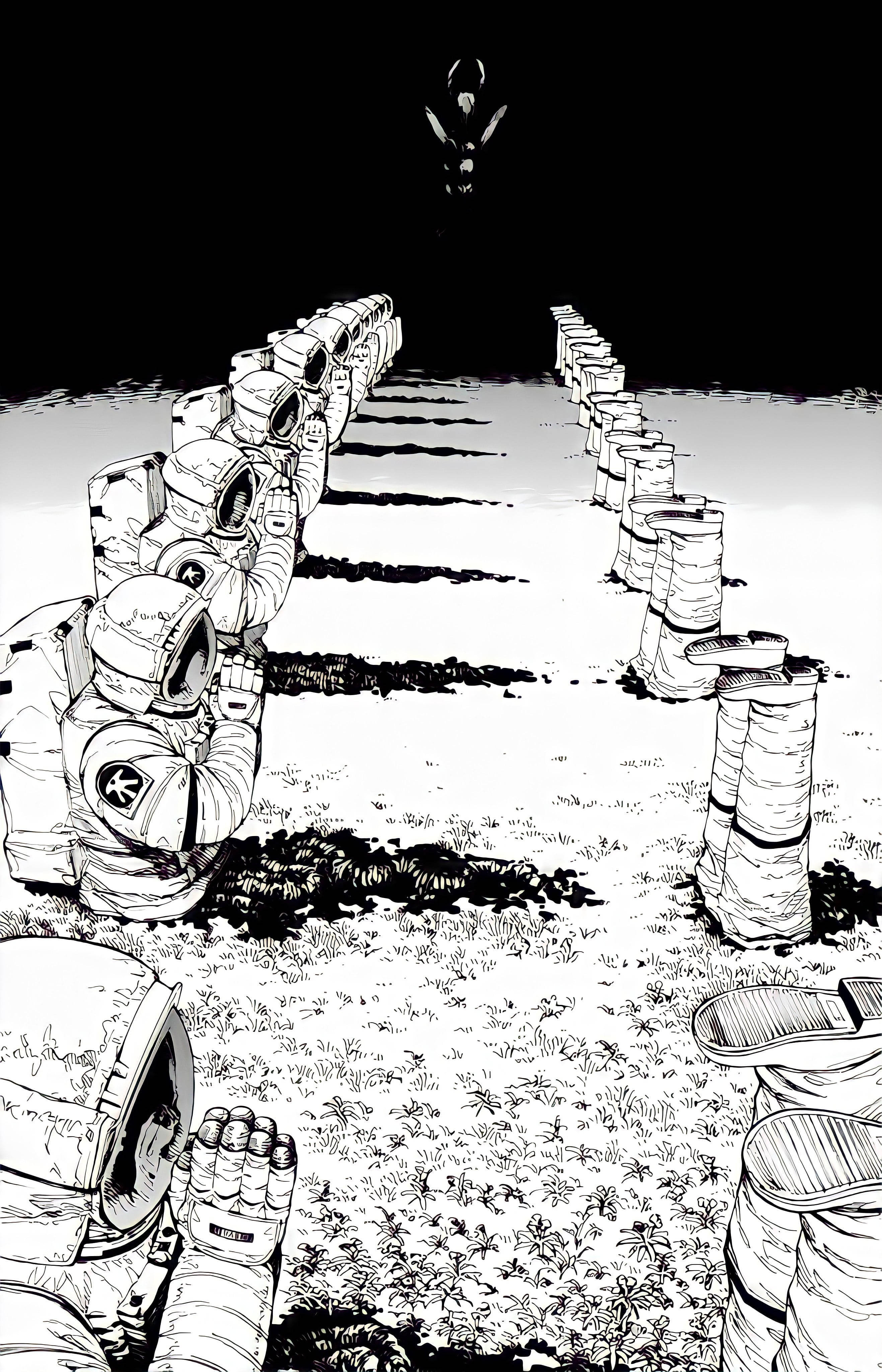 นักบินอวกาศสวดมนต์ Chainsaw Man อนิเมะ ขาวดำ iPhone วอลเปเปอร์
