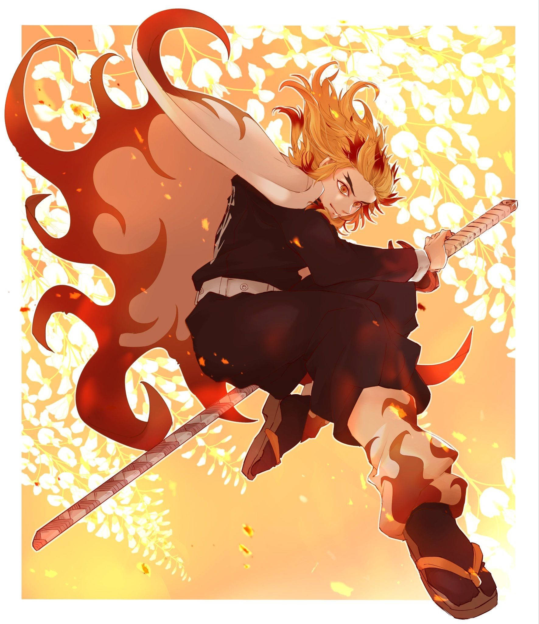 นักรบหนีซ่อน Kyojuro Rengoku ท่าผู้ไม่เกรงกลัว วอลเปเปอร์