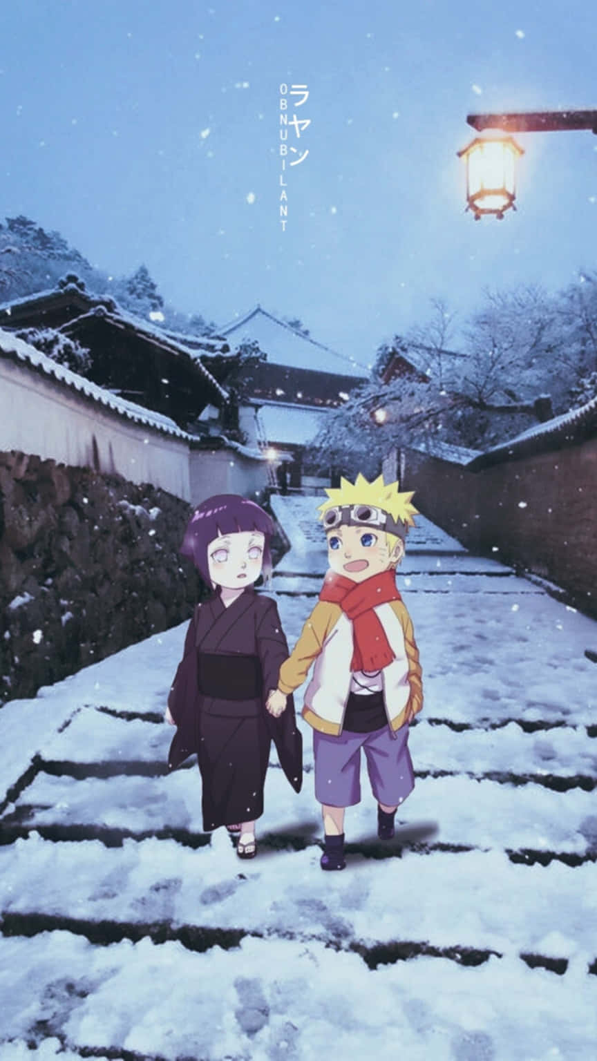นารูโตะกับฮินาตะสุดน่ารักในคืนหิมะตก วอลเปเปอร์