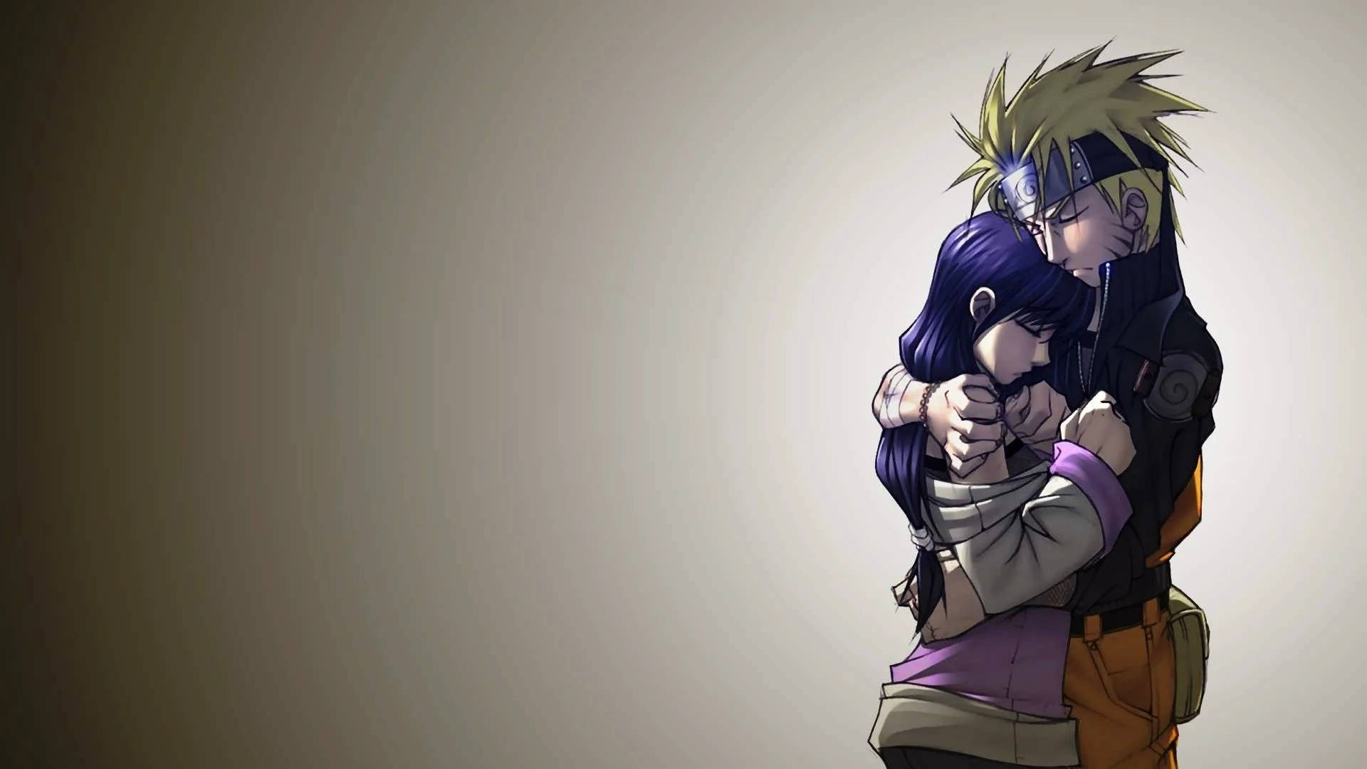 นารูโตะกับฮินาตะกอดกันในสไตล์อนิเมะ วอลเปเปอร์