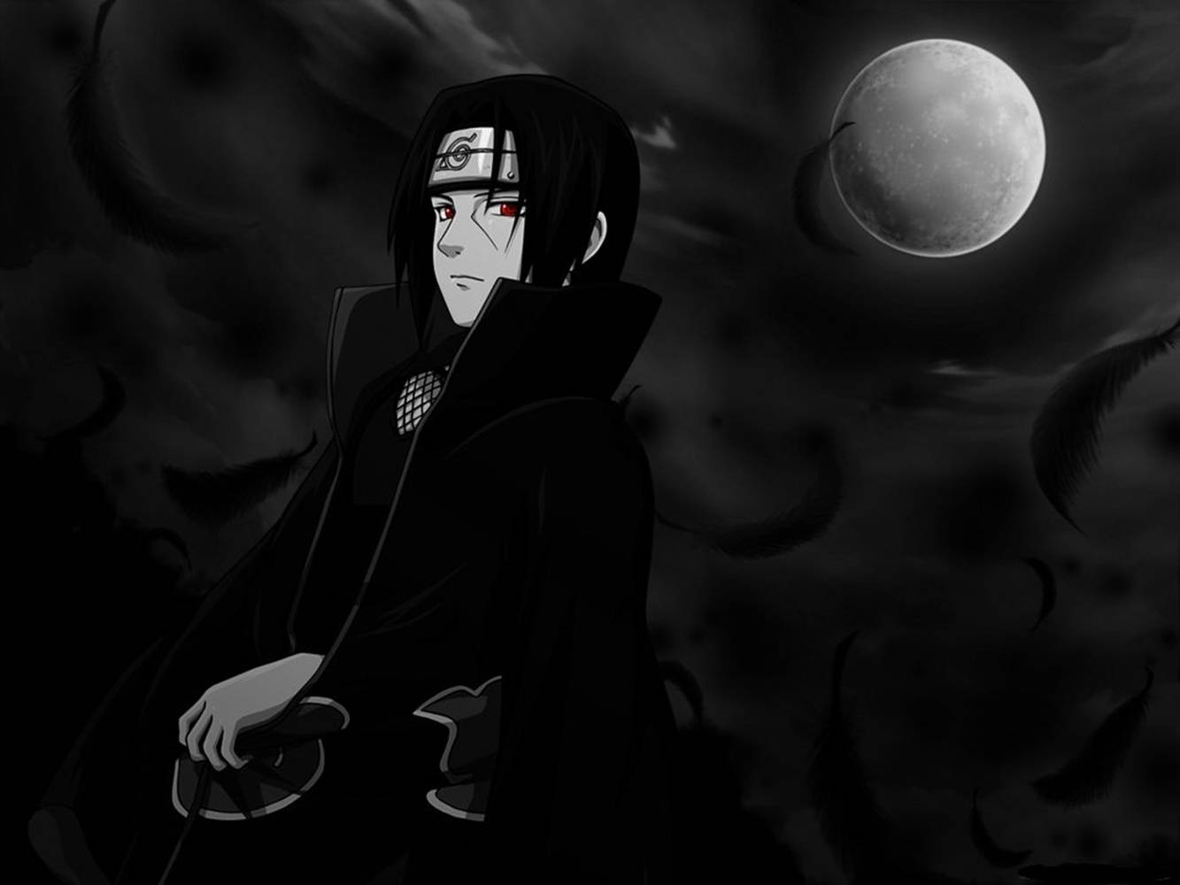 นารูโตะดำ อุจิวะ อิทาจิ ดวงตาชาริงันเรืองแสง วอลเปเปอร์