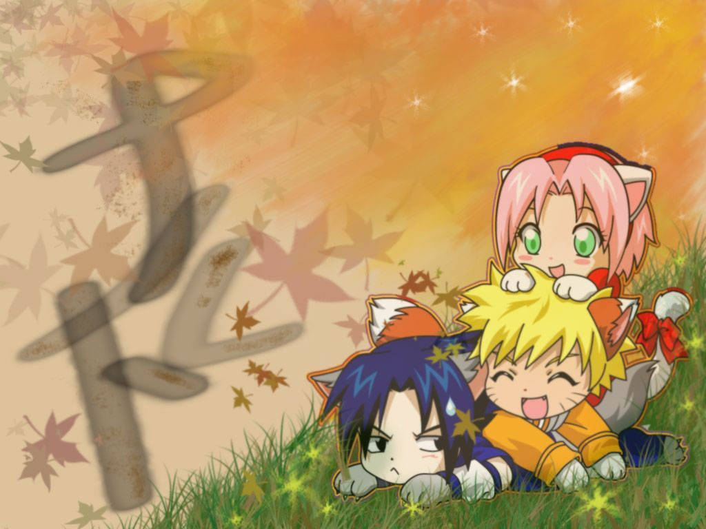 นารูโตะน่ารักสไตล์อาร์ตฤดูใบไม้ร่วง วอลเปเปอร์