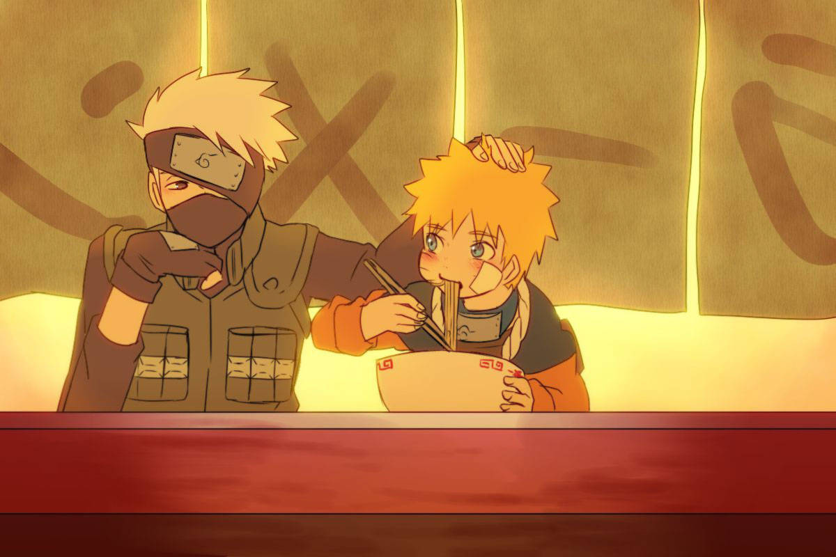 นารูโตะน่ารักและคาคาชิที่ร้านราเมน วอลเปเปอร์