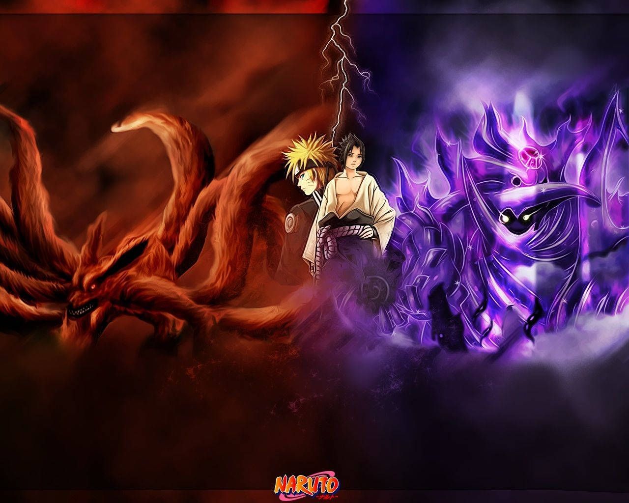 นารูโตะและซาสึเกะสุดเจ๋งพร้อมสัตว์ร้าย วอลเปเปอร์