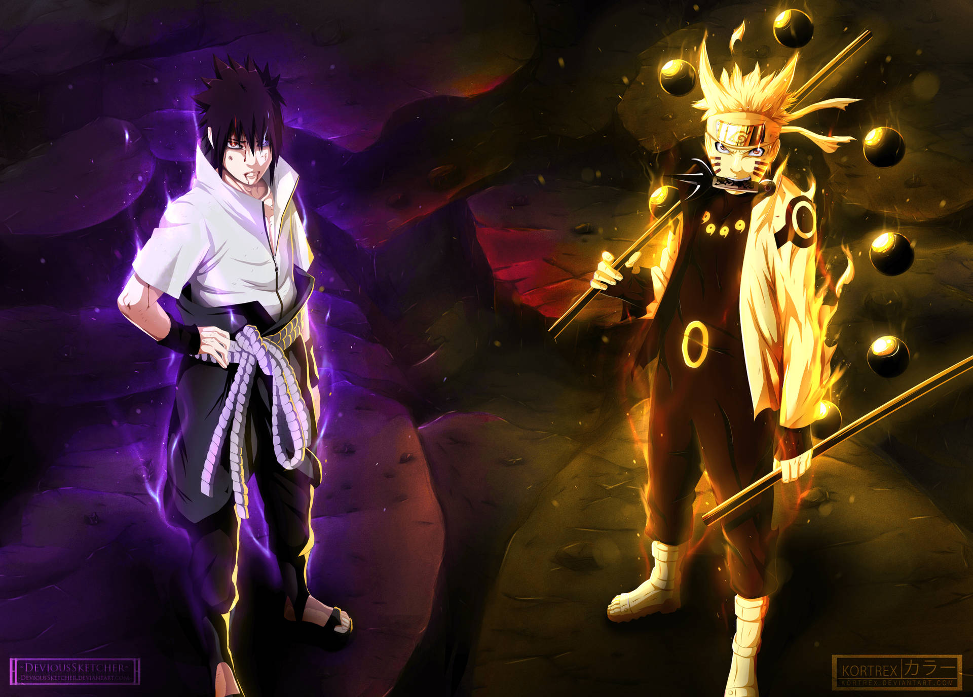 วอลเปเปอร์นารูโตะและซาสึเกะคู่ปรับที่เปล่งประกาย — นารูโตะเท่ๆ วอลเปเปอร์